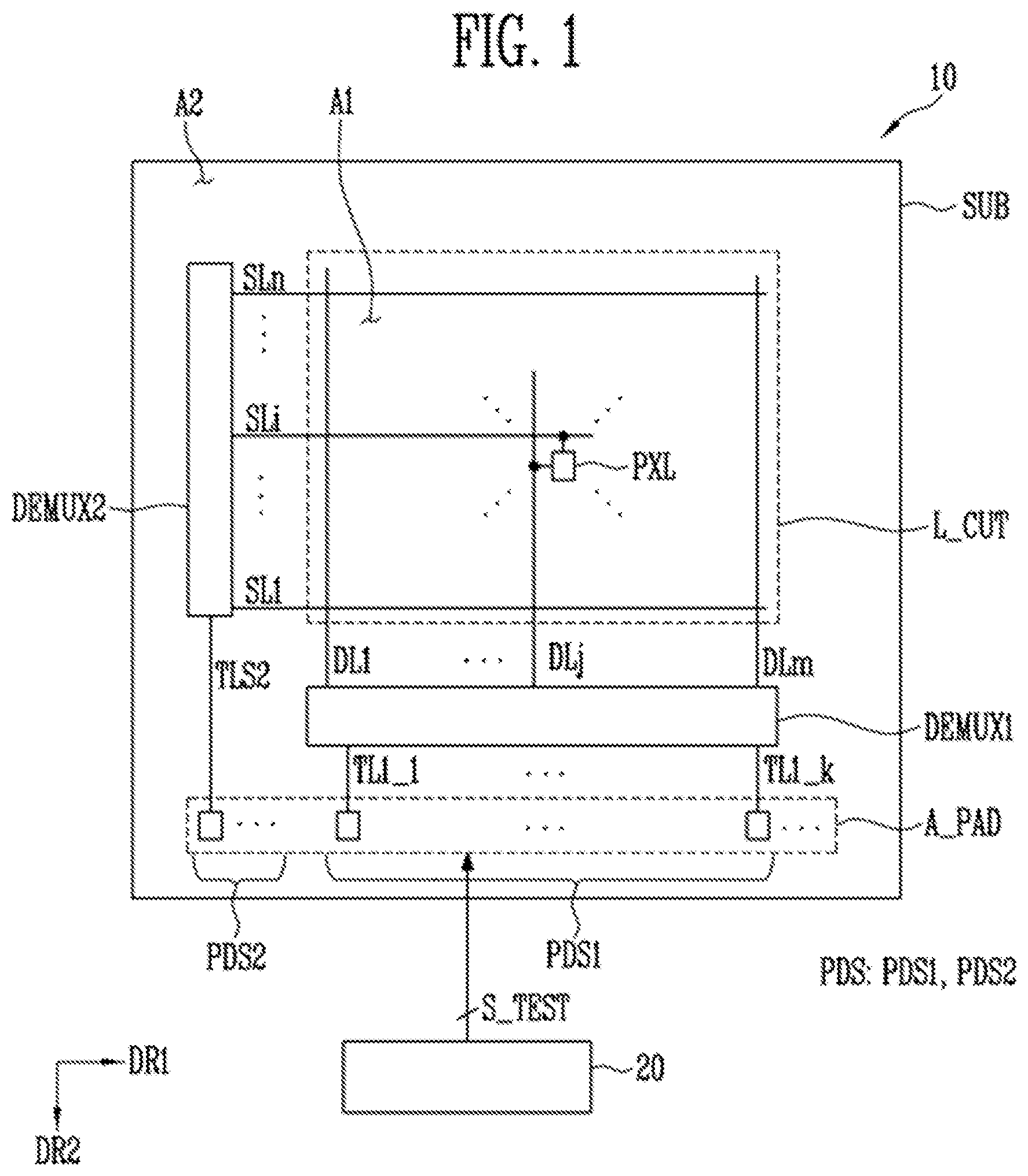 Patent US12322664 Figure 1 – Display panel and test method thereof