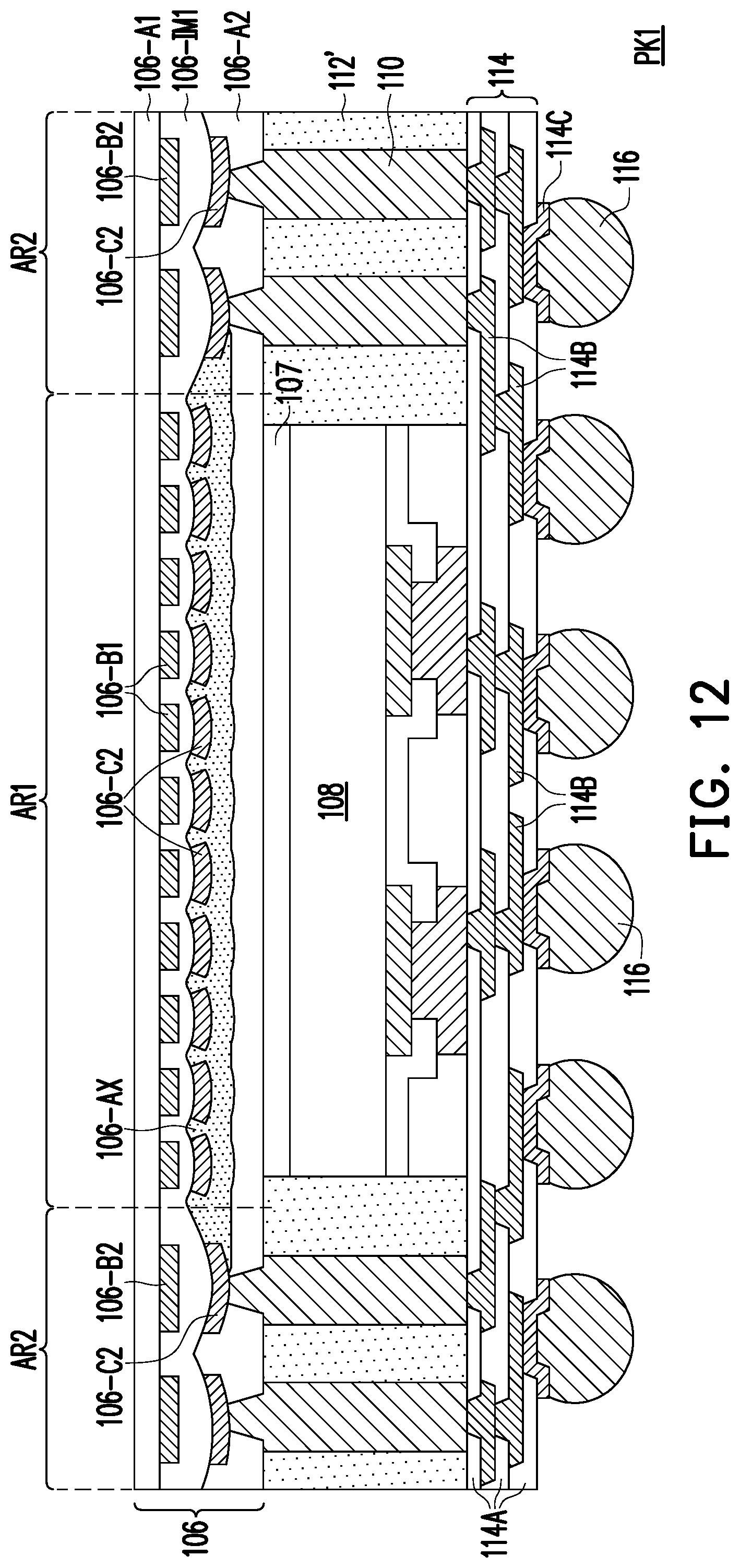 Patent US12322688 Figure 11 – Package structure including auxiliary dielectric portion