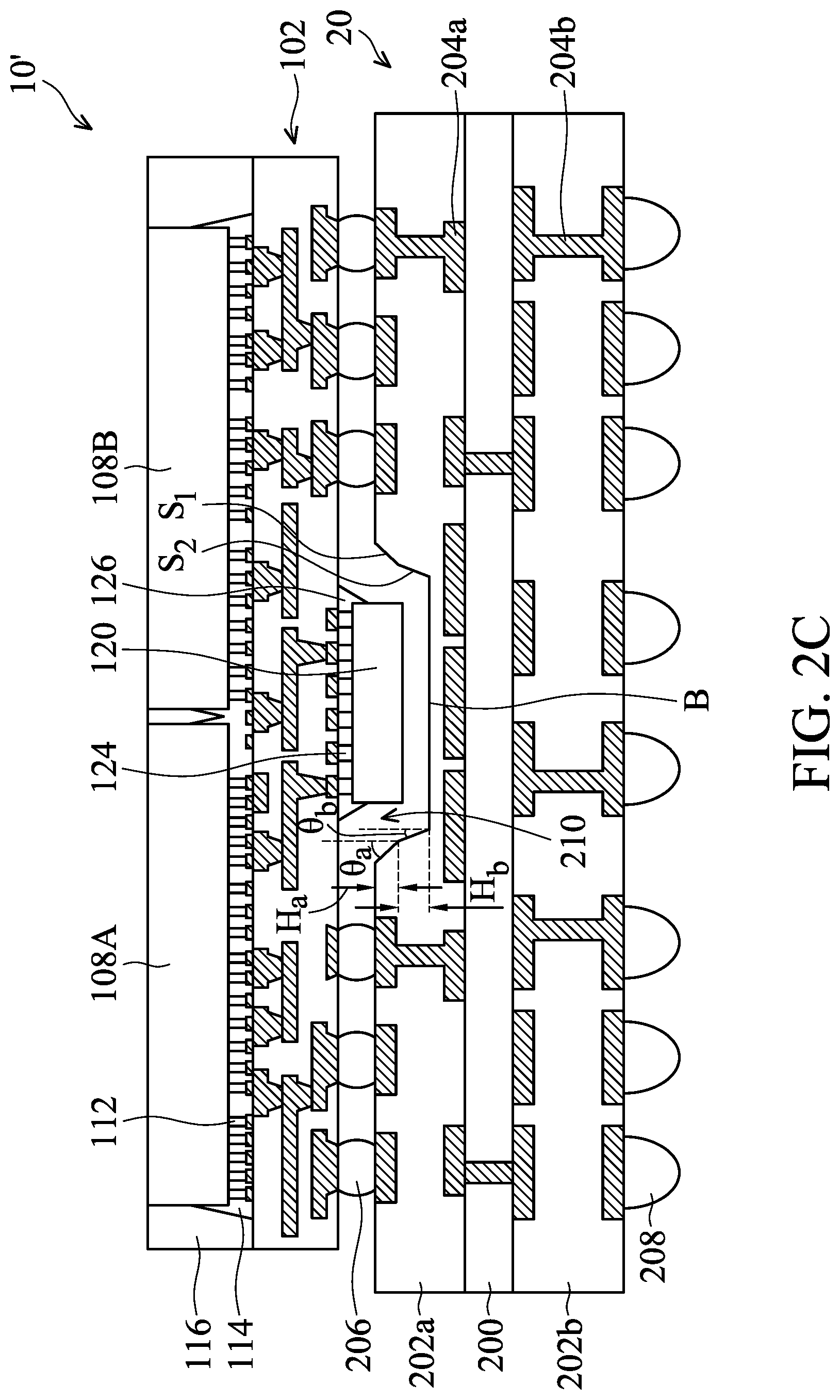 Patent US12322704 Figure 9 – Package structure with underfill