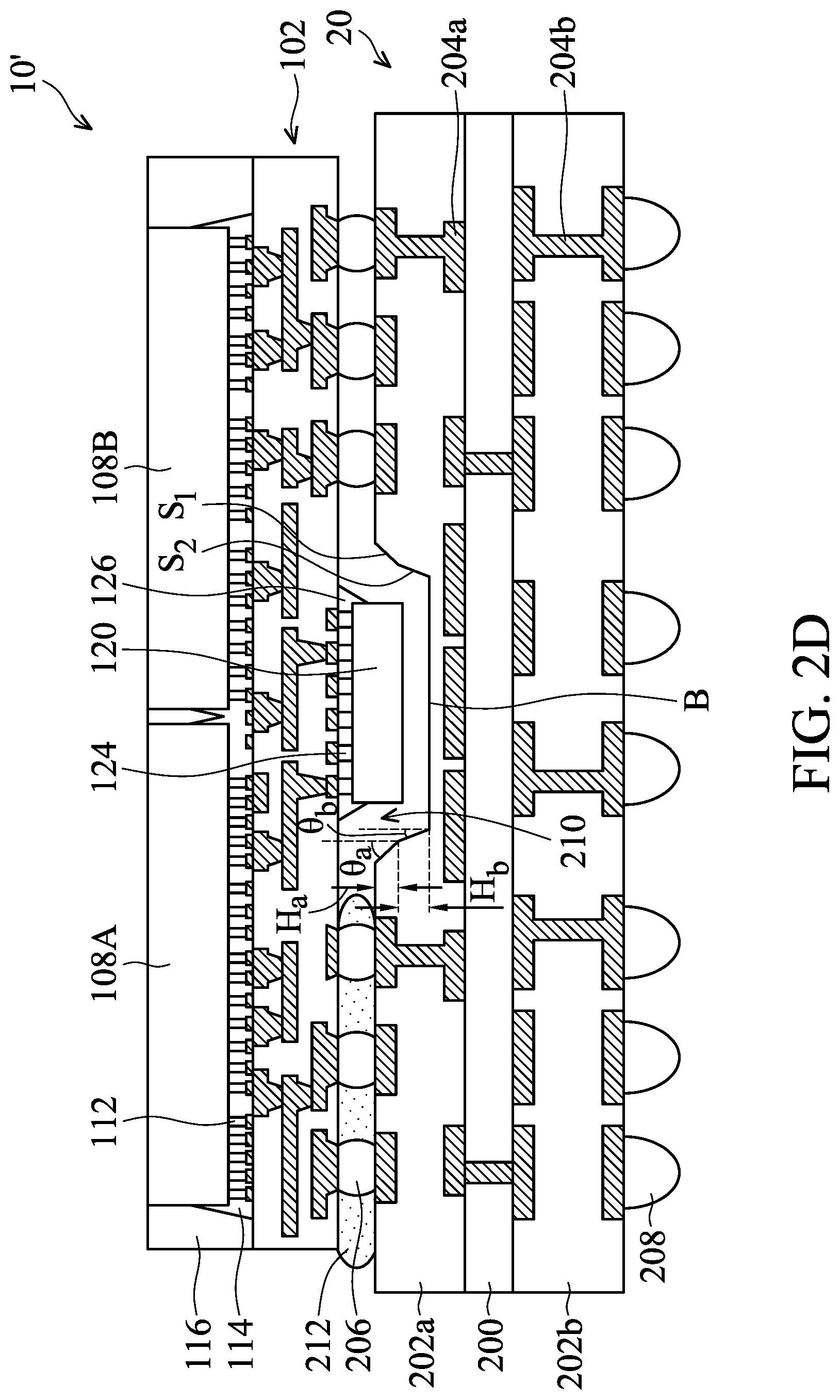 Patent US12322704 Figure 10 – Package structure with underfill