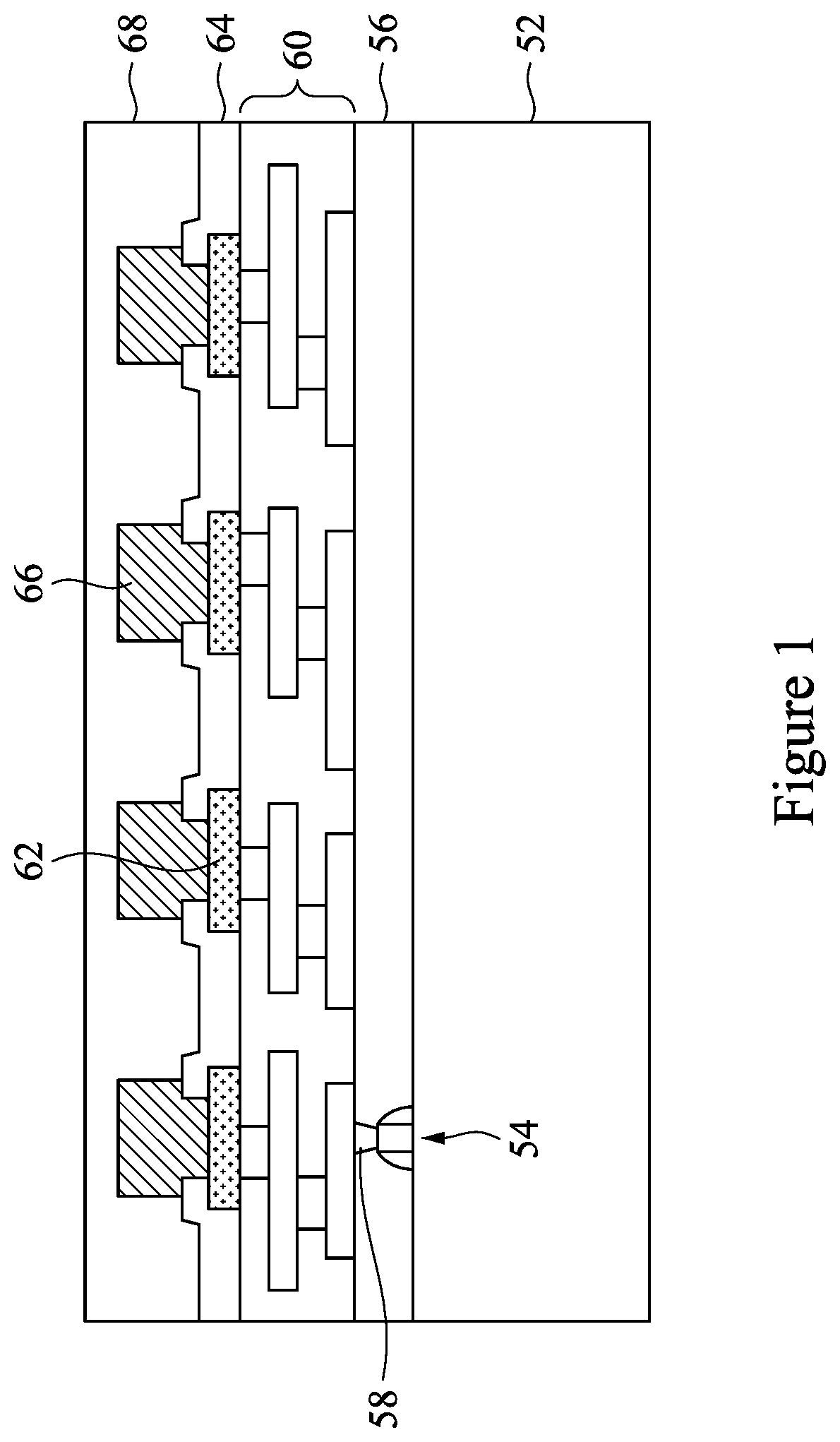 Patent US12322716 — Heat dissipating features for laser drilling process — Figure 1