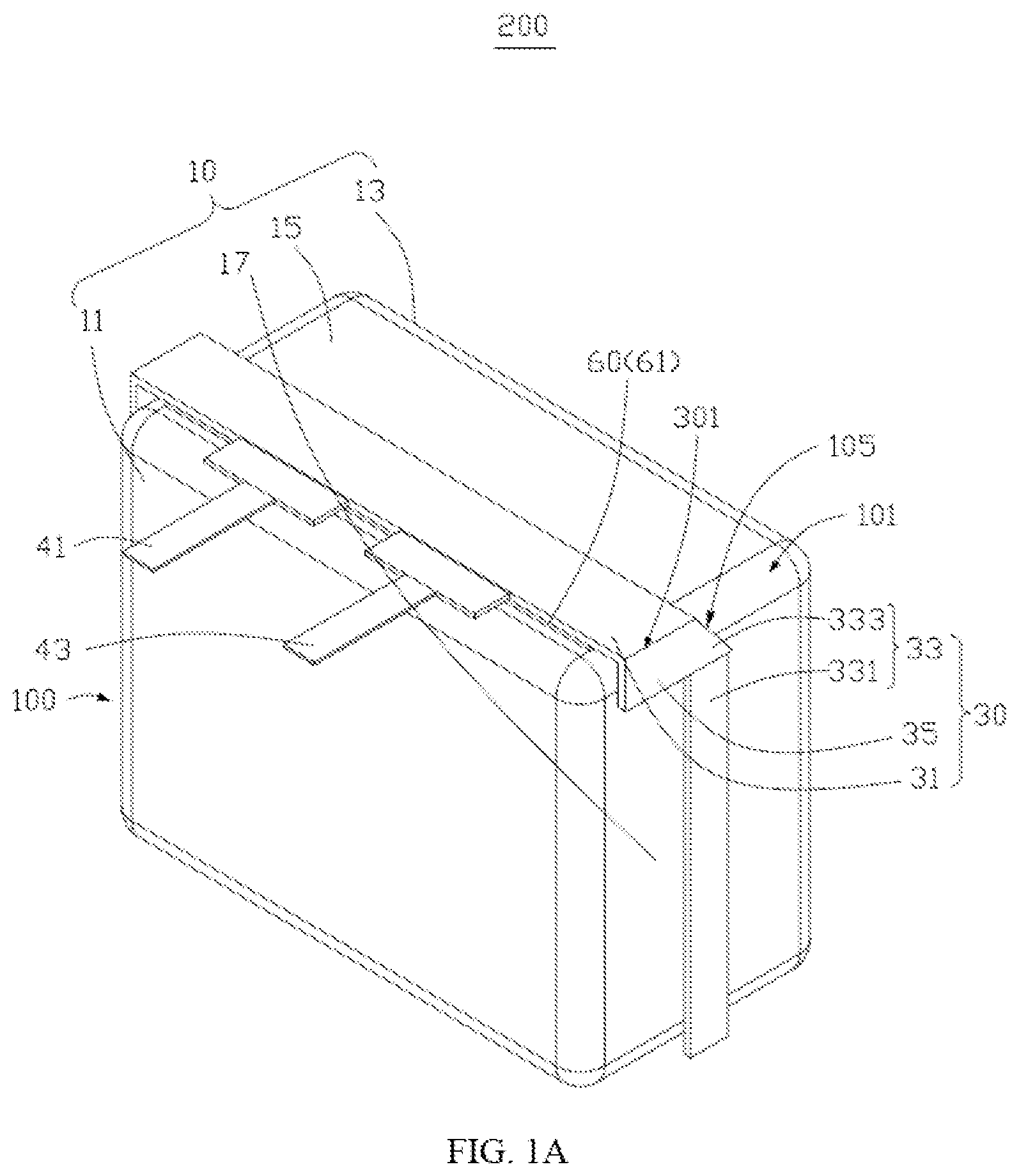 Patent US12322814 Figure 1 – Packaging structure and battery core using the same