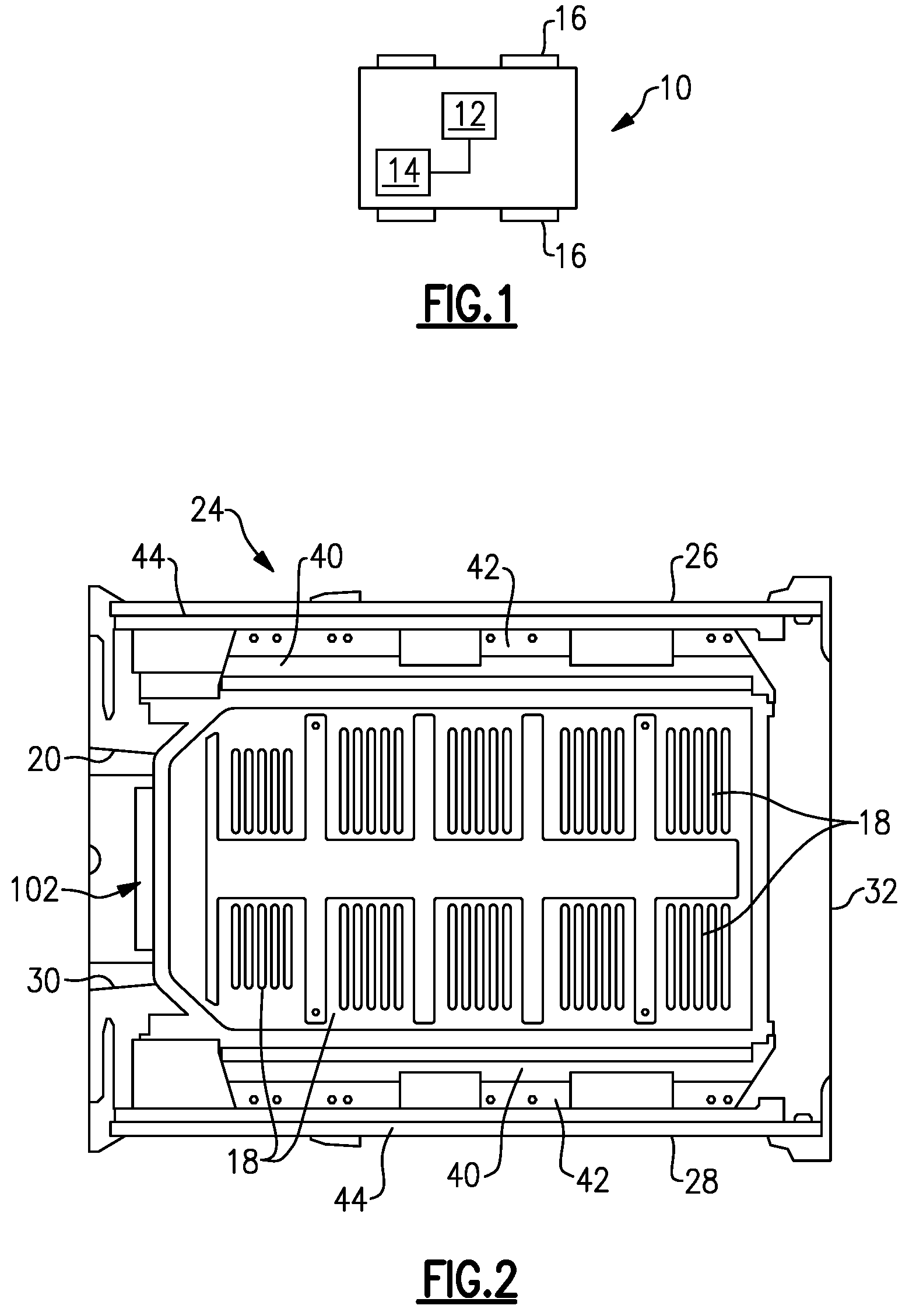 Patent US12322821 — Battery structure with energy absorption members — Figure 1