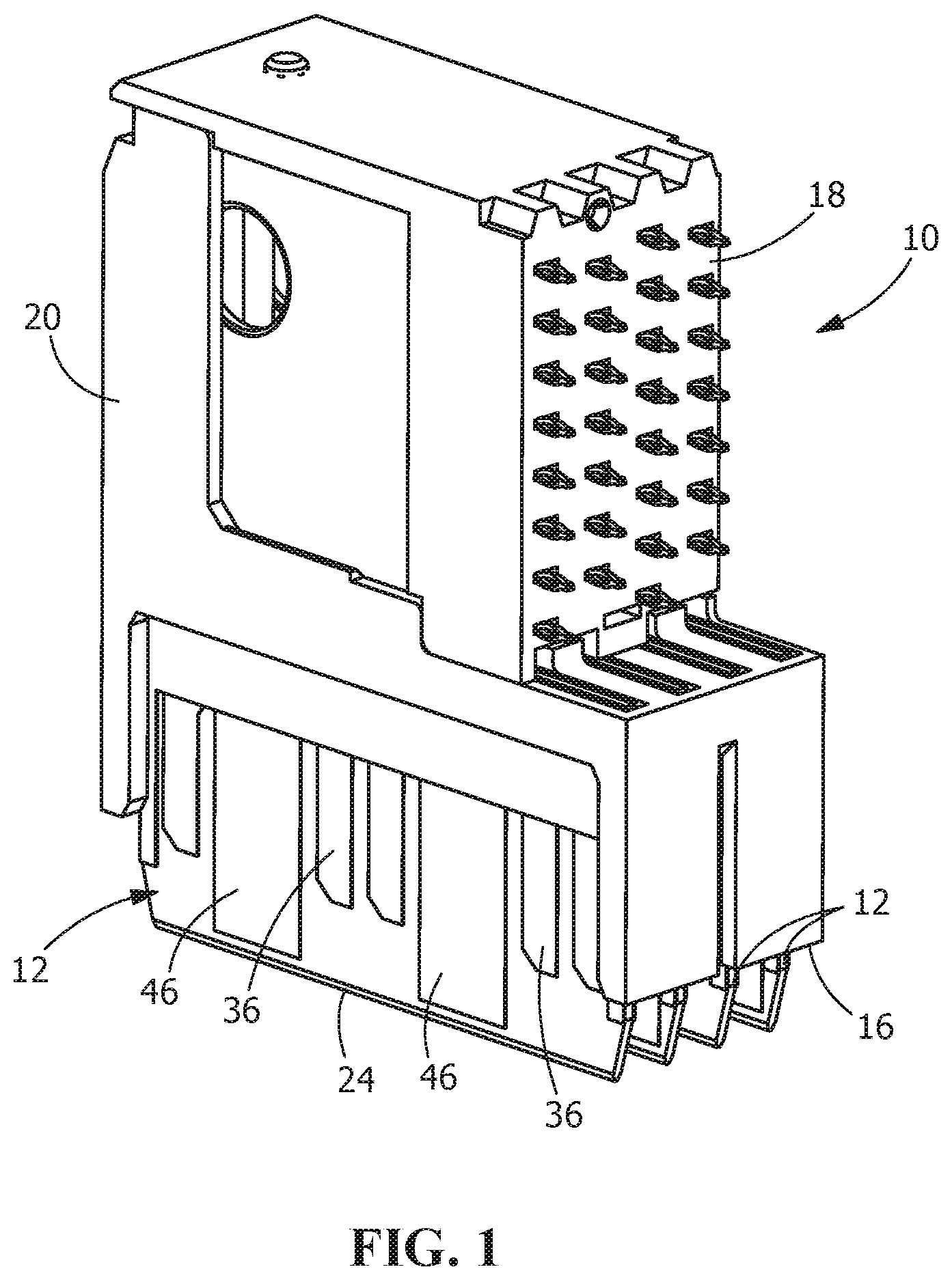 Patent US12322887 — Circuit board wafer with contacts mounted on castellated edges — Figure 1