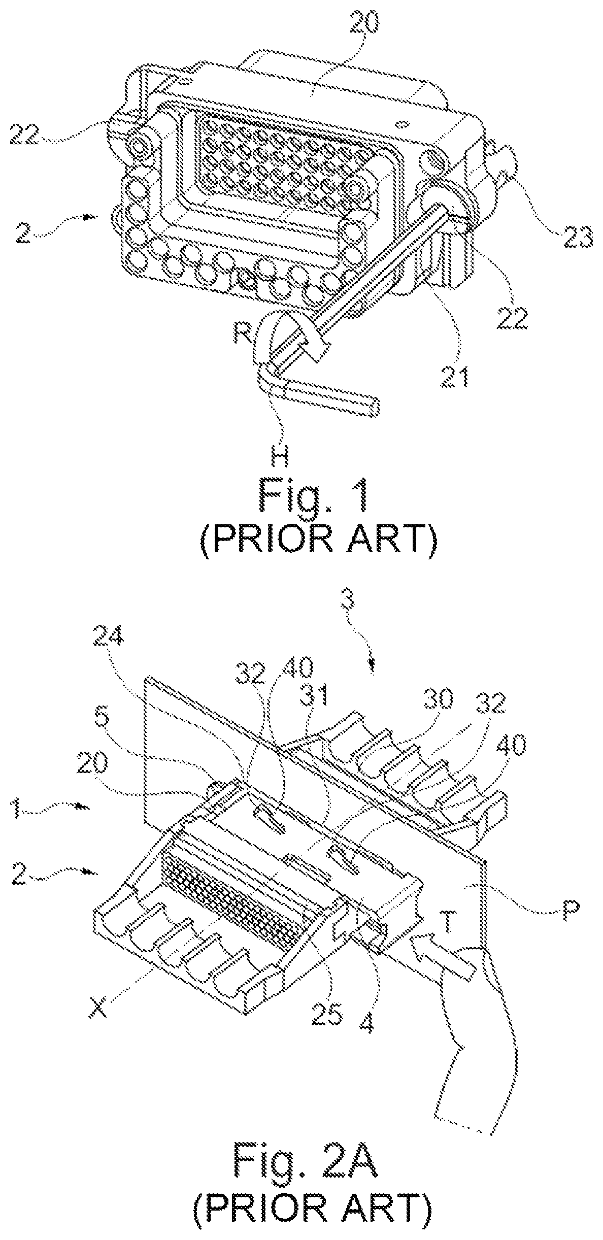 Patent US12322900 Figure 1 – Connector provided with a cap for locking to a complementary connector and with one or more means for securing the locking and the associated coupling between connectors