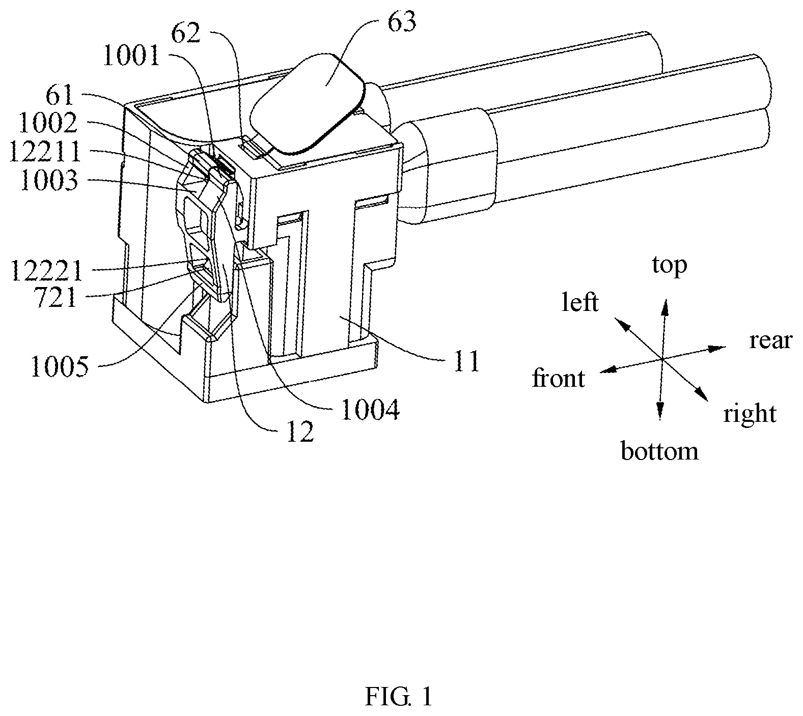 Patent US12322903 — Cable connector and cable connector assembly with improved unlocking mechanism — Figure 1