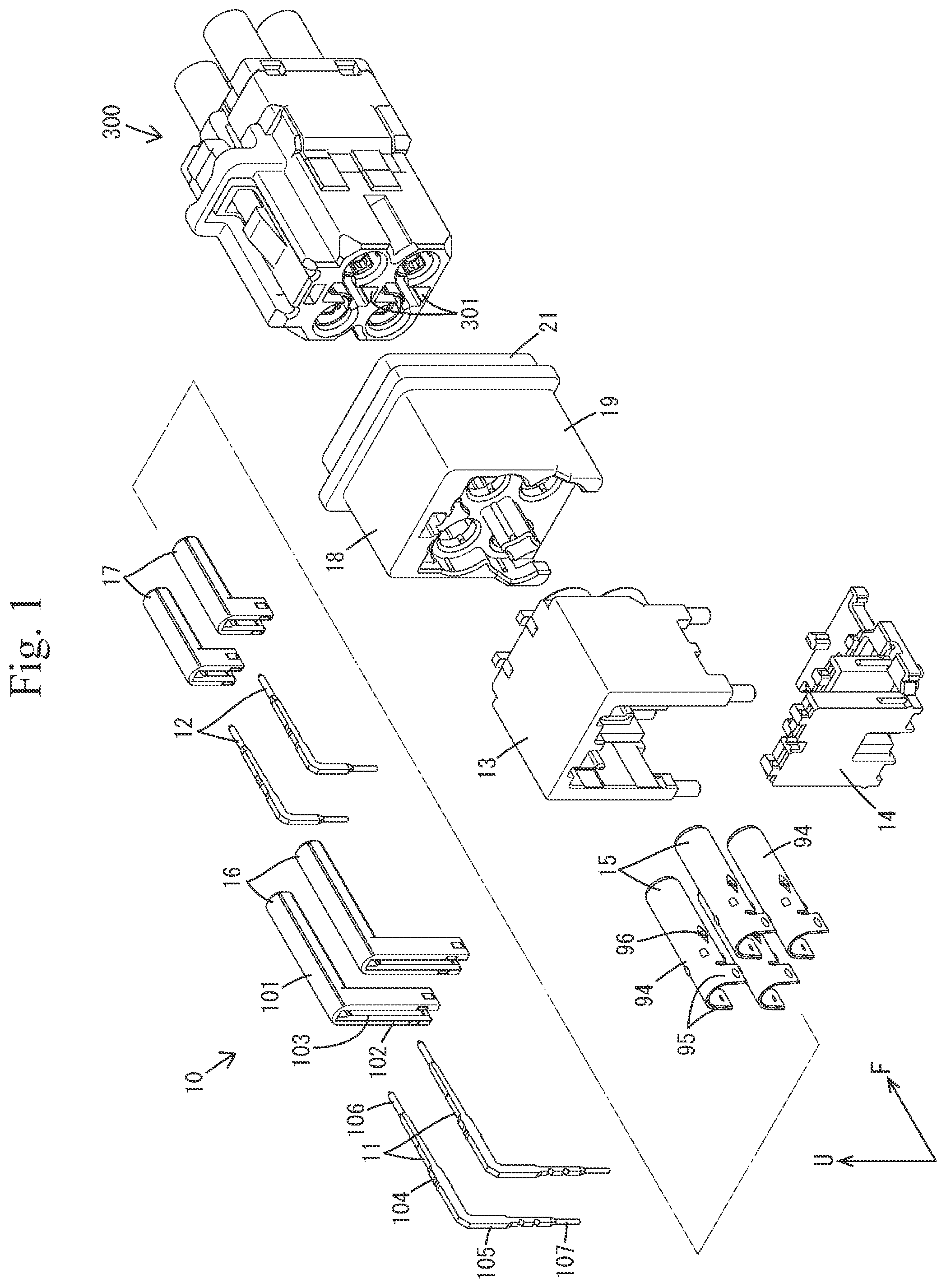 Patent US12322908 Figure 1 – Shield connector