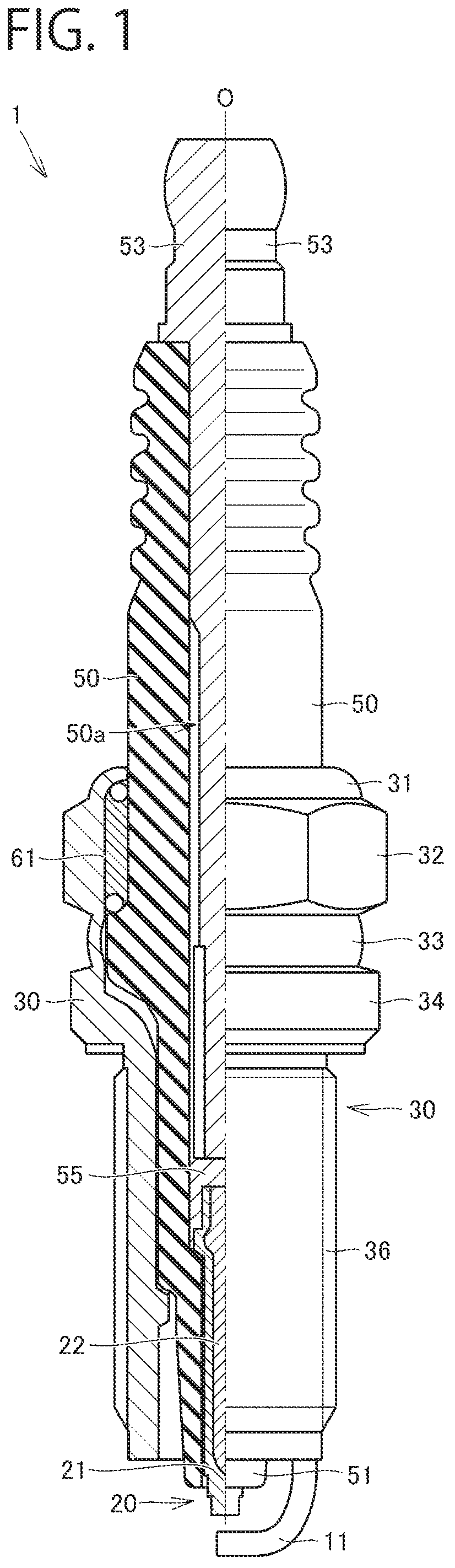 Patent US12322930 Figure 1 – Insulator and spark plug
