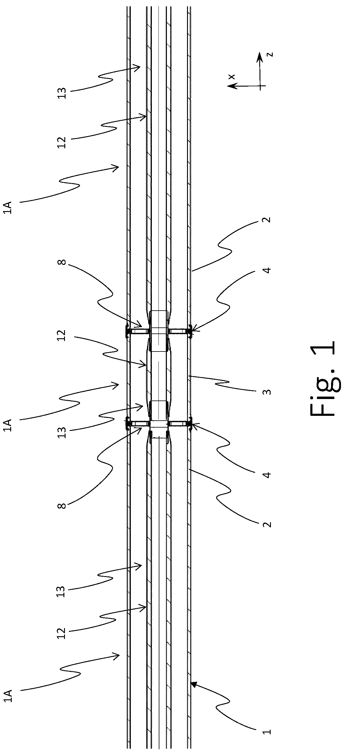 Patent US12322934 — Flange design for high-voltage gas-insulated switchgear (GIS), busbars and lines (GIL) — Figure 1