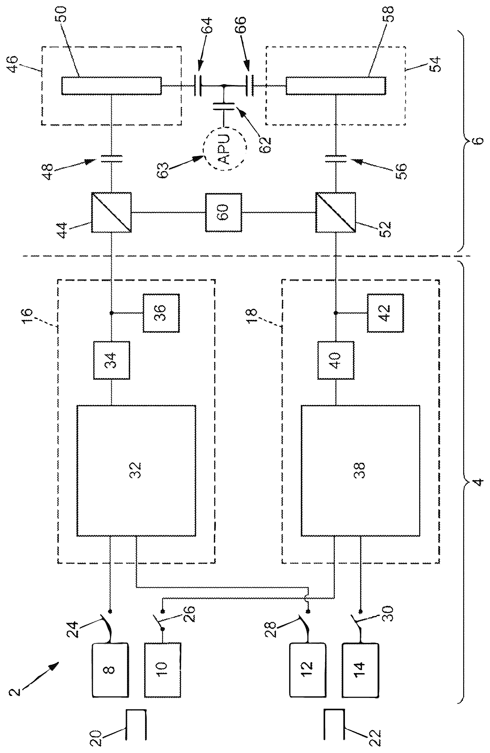 Patent US12322973 — Electrical architecture for an aircraft — Figure 1