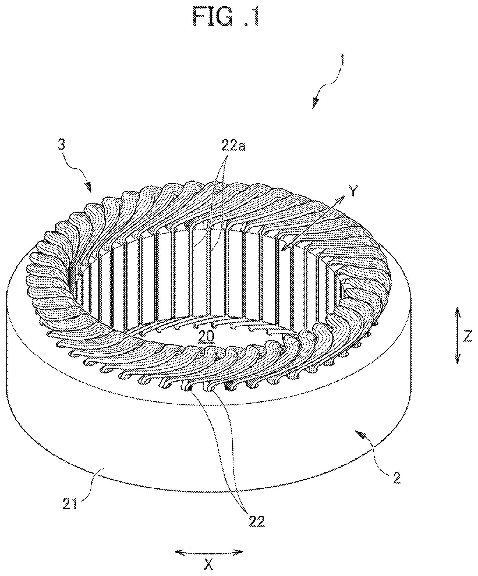 Patent US12323016 — Stator and method of manufacturing stator — Figure 1