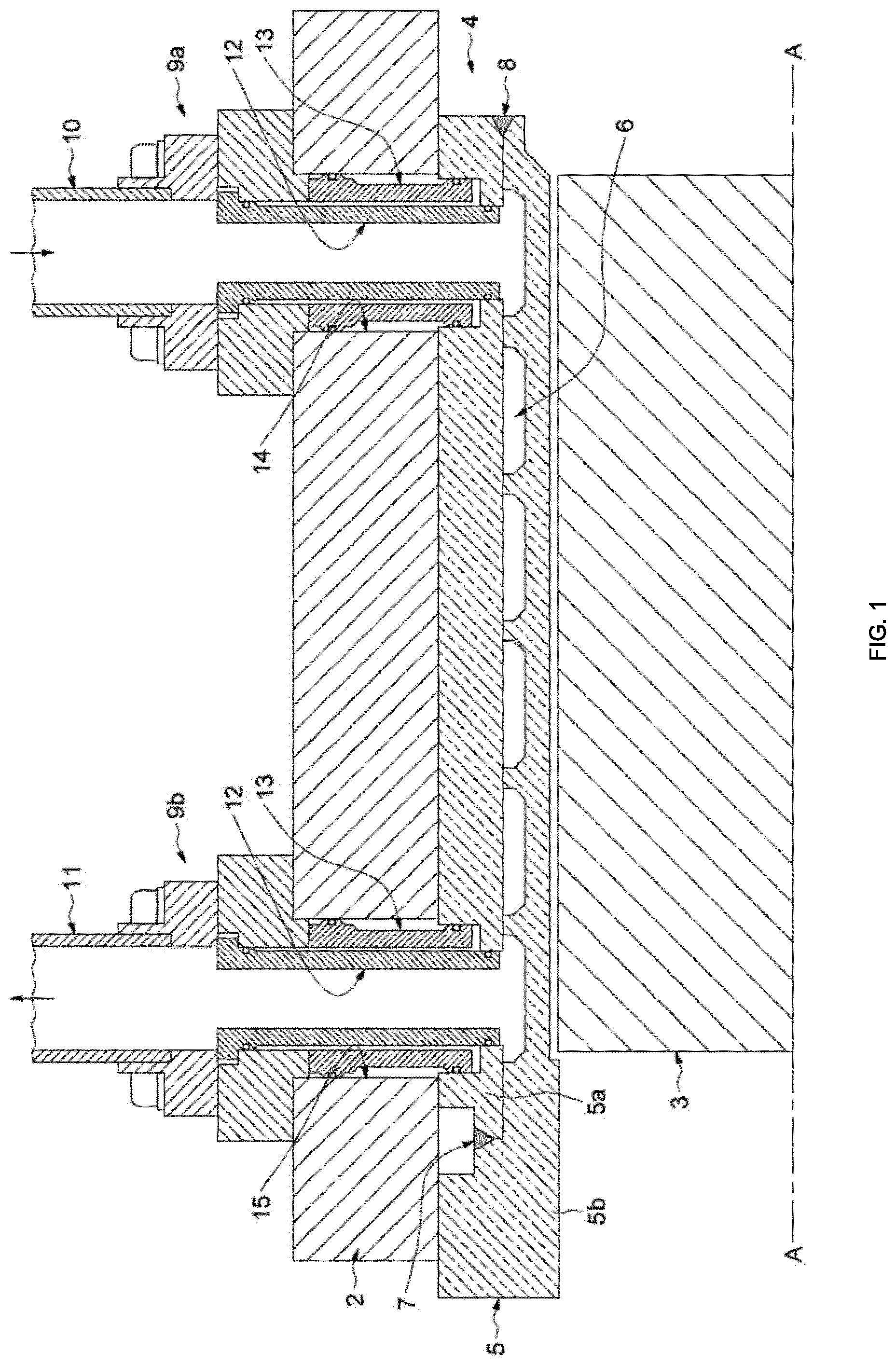 Patent US12323026 — System comprising a cooling device for a machine enclosed in a pressurized casing — Figure 1