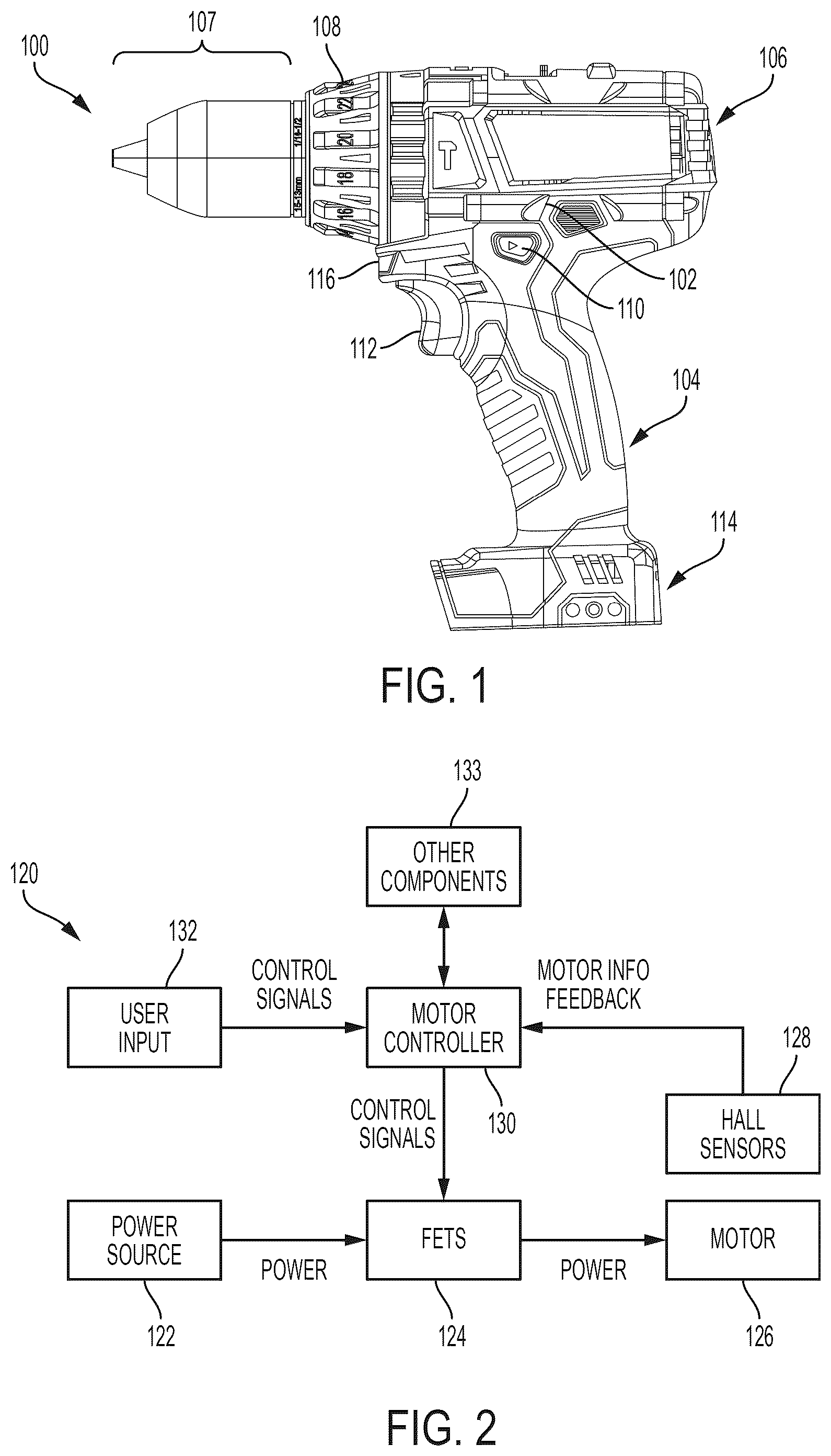 Patent US12323038 — Brushless motor for a power tool — Figure 1