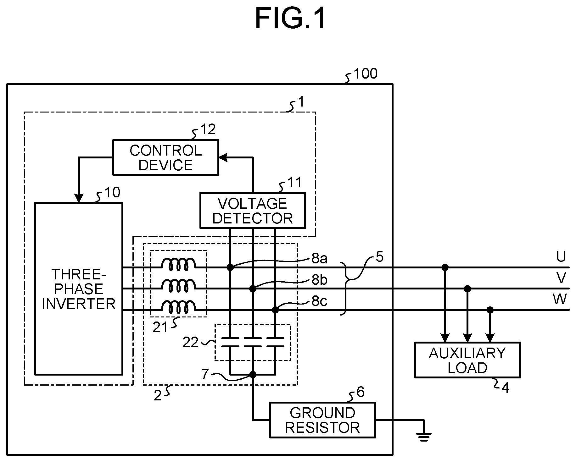 Patent US12323050 — Power conversion apparatus, vehicle auxiliary power supply, and method for stopping power conversion apparatus — Figure 1