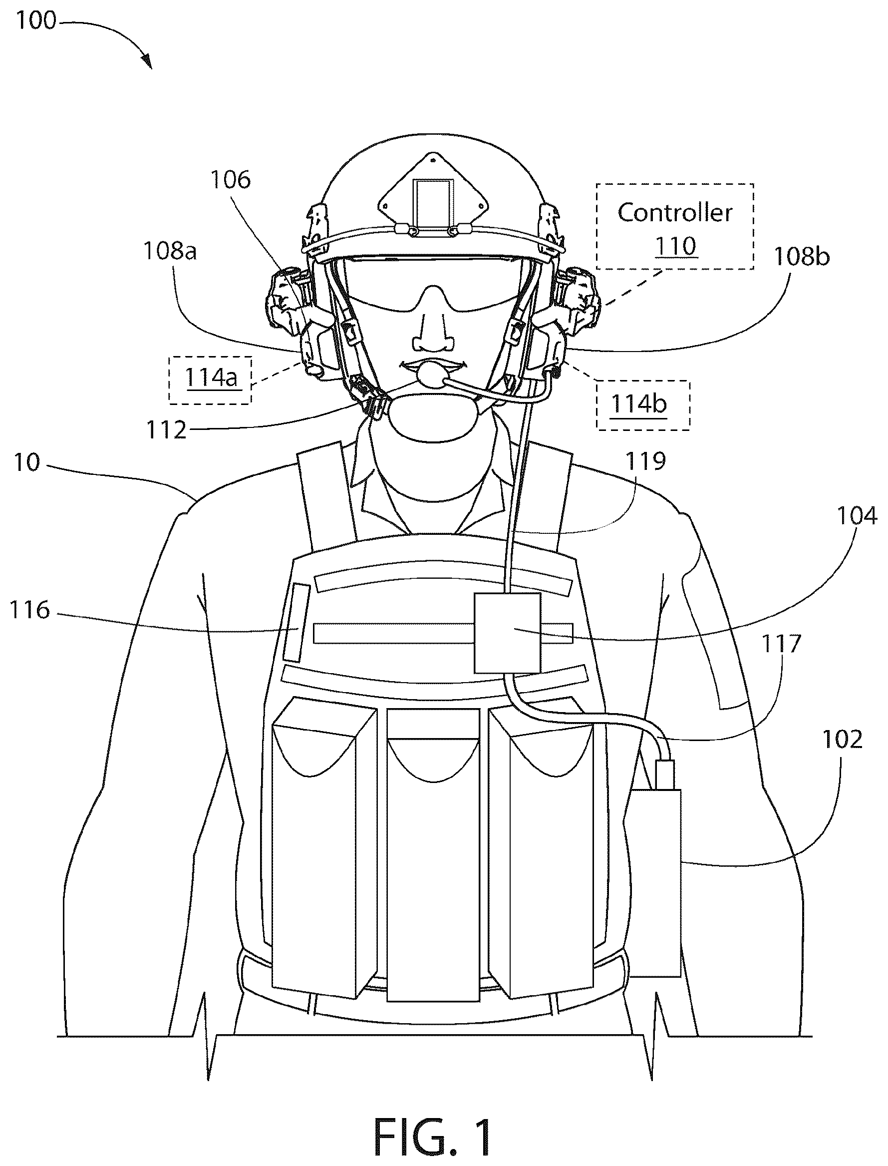 Patent US12323119 — Headset communication system — Figure 1