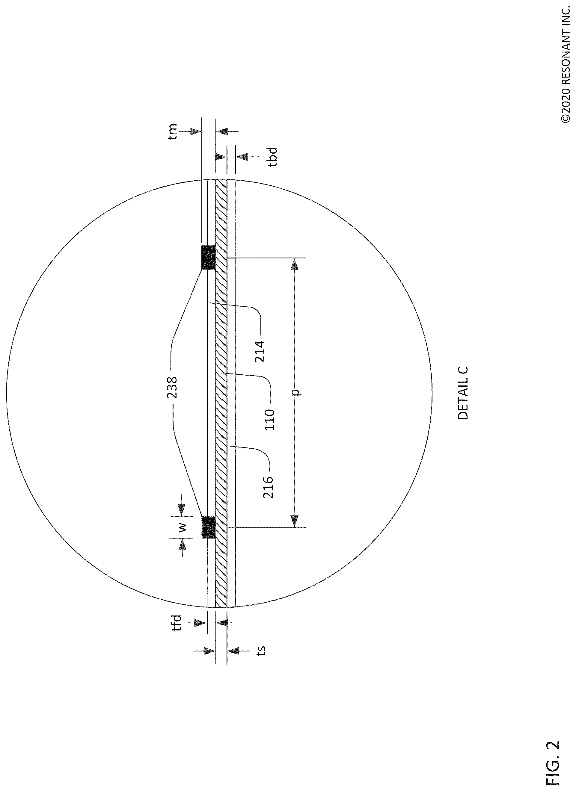 Patent US12323125 Figure 2 – Symmetric transversely-excited film bulk acoustic resonators with reduced spurious modes