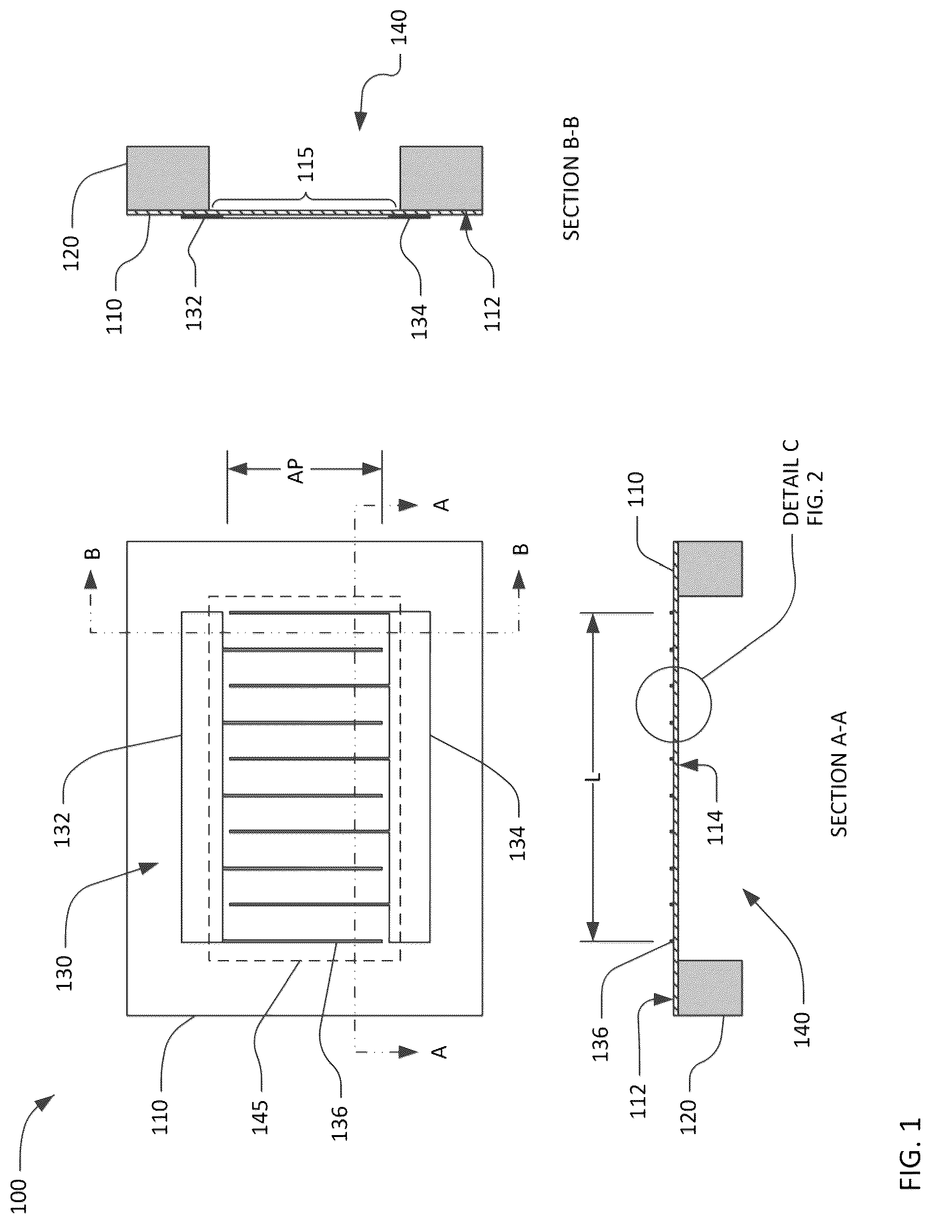 Patent US12323130 — Transversely-excited film bulk acoustic resonator with controlled conductor sidewall angles — Figure 1