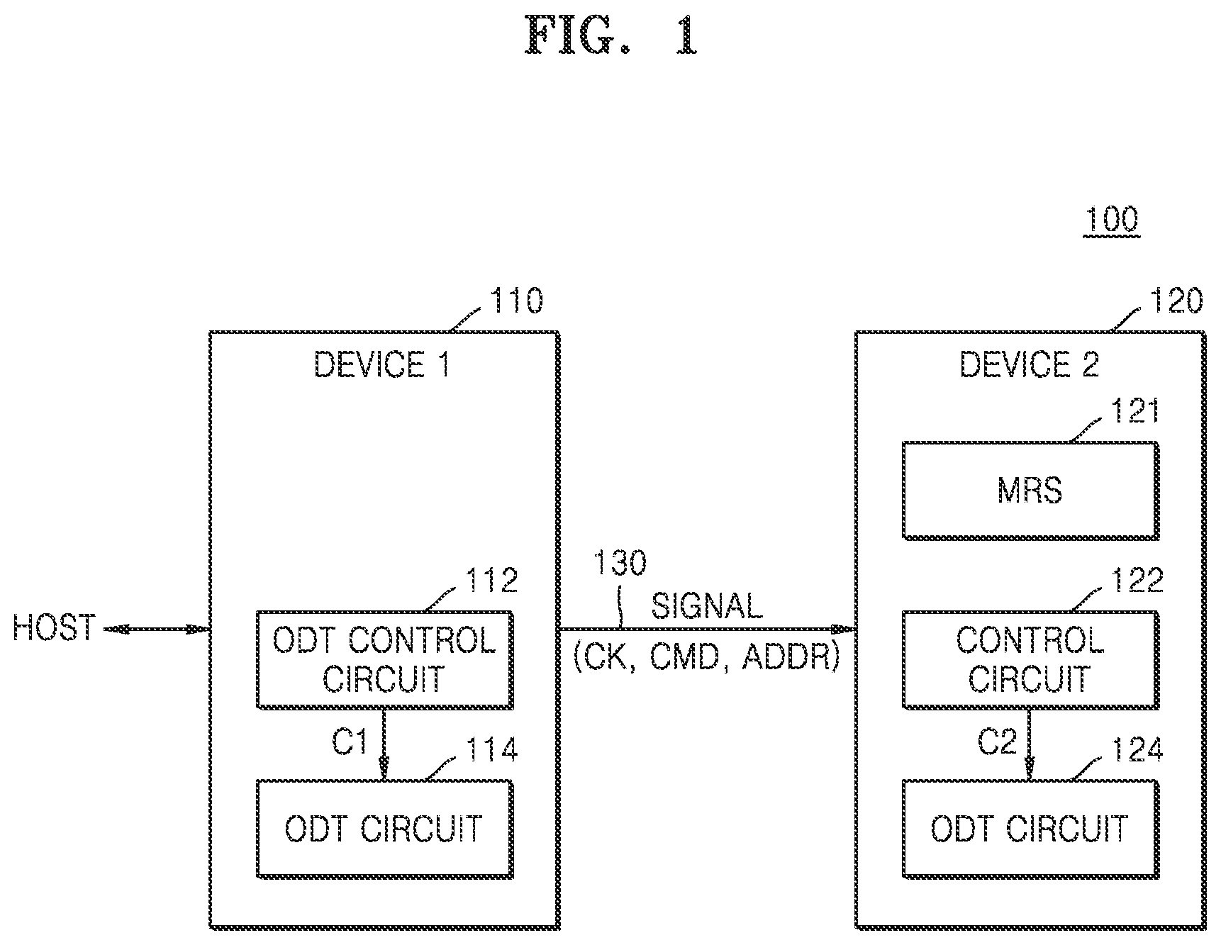 Patent US12323139 — Apparatus, memory device and method for storing parameter codes for asymmetric on-die-termination — Figure 1