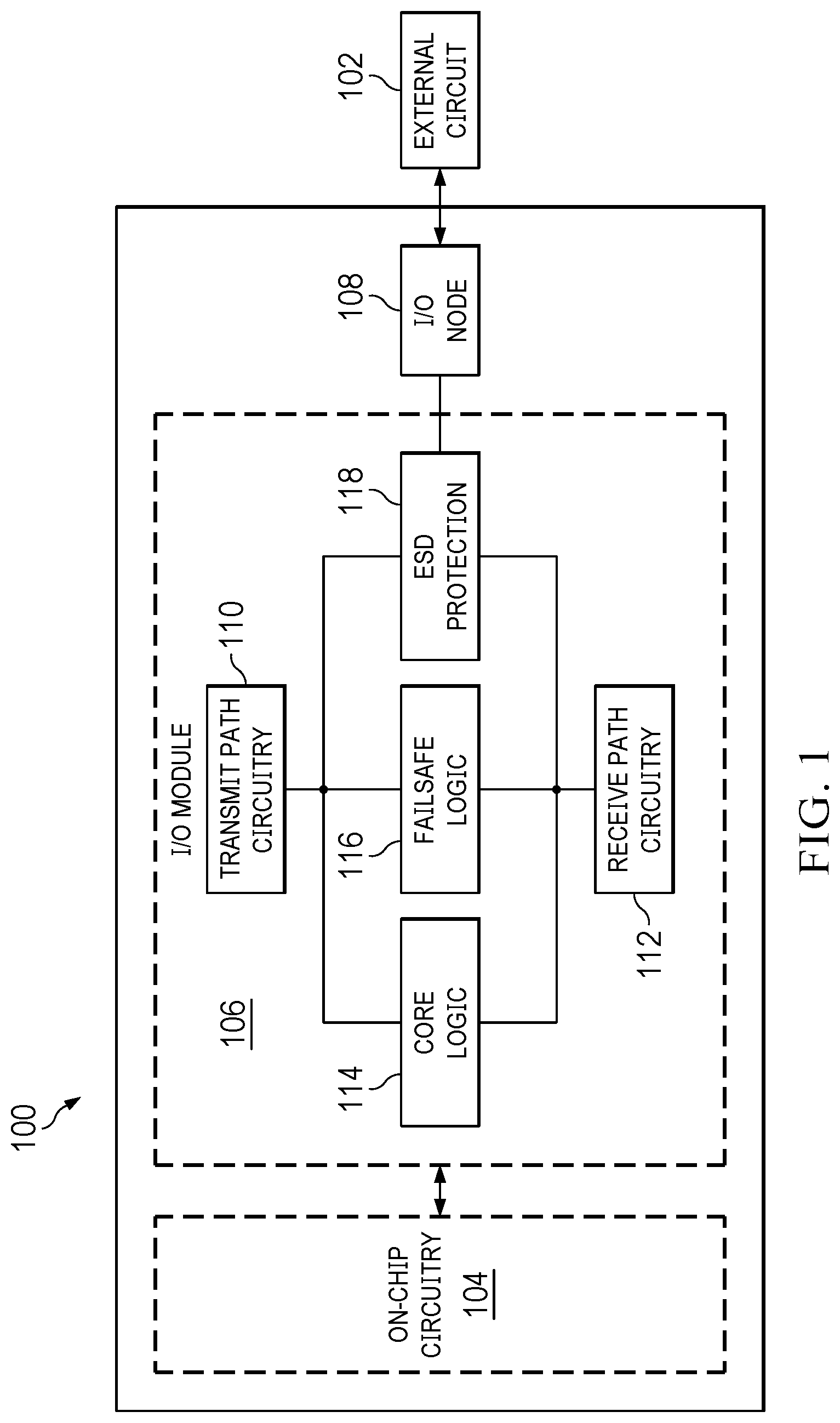 Patent US12323140 — Integrated circuit (IC) with wide-range I/O supply — Figure 1