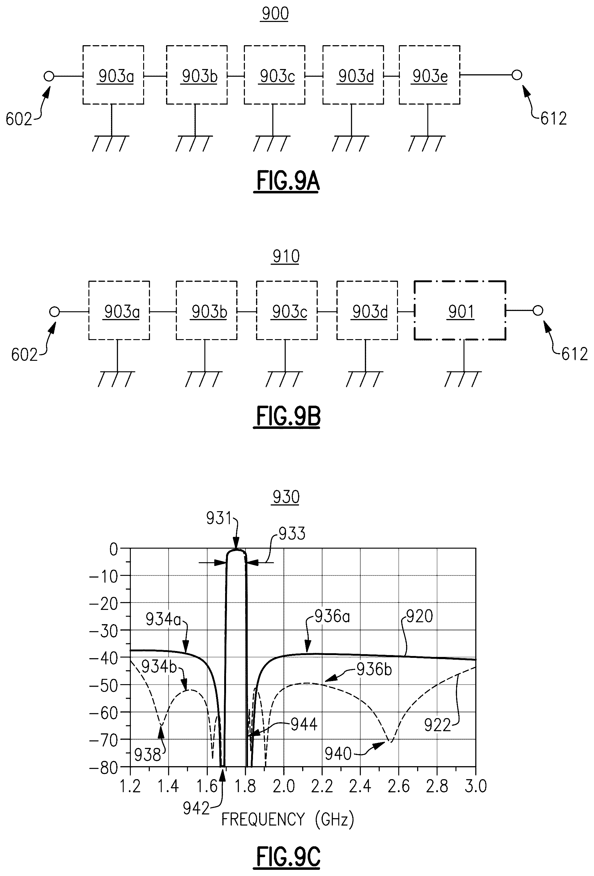 Patent US12323169 Figure 12 – Out-of-band rejection for acoustic-wave filters