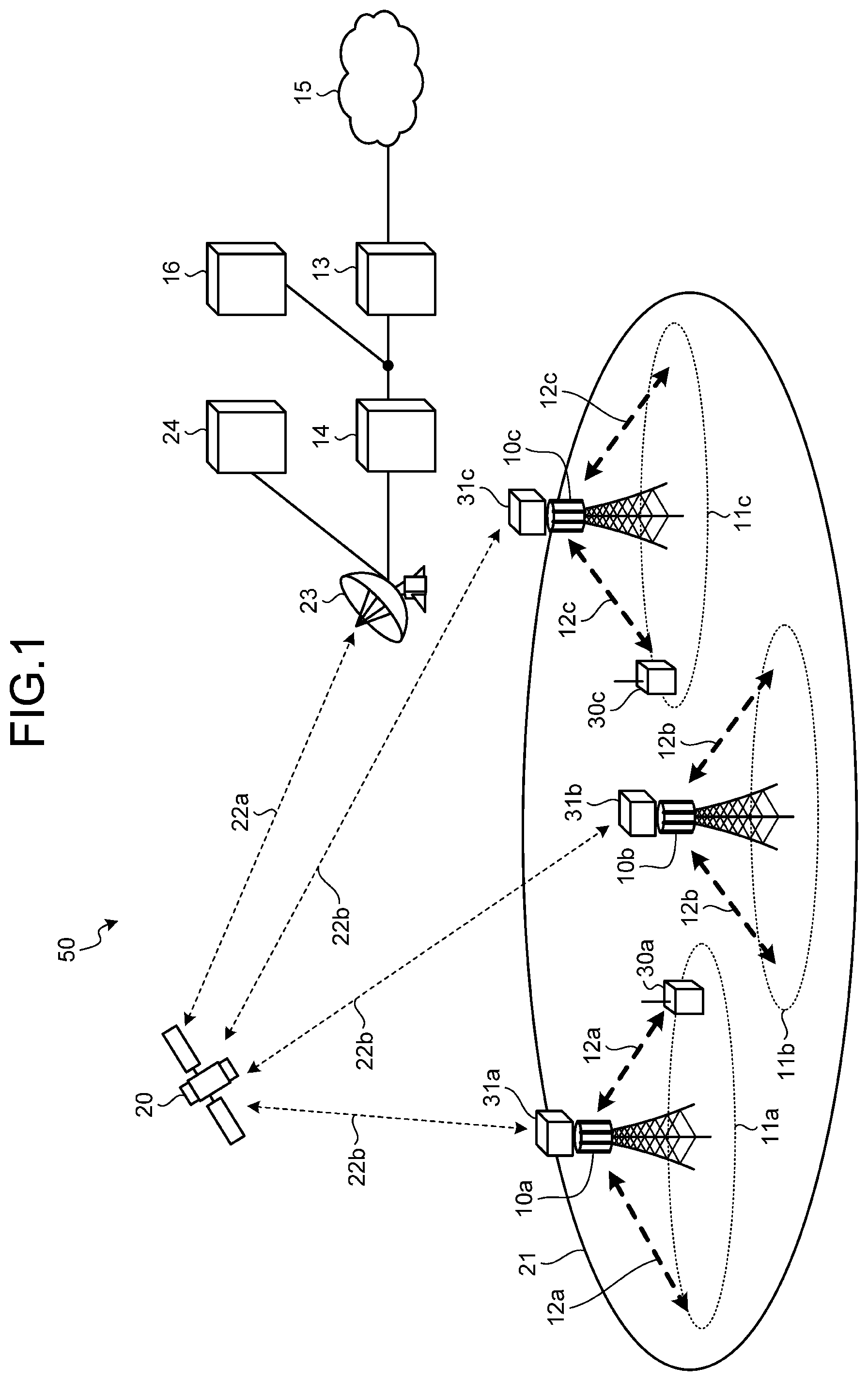 Patent US12323224 — Satellite communication device, core network device, control circuit, storage medium, and quality of service control method — Figure 1