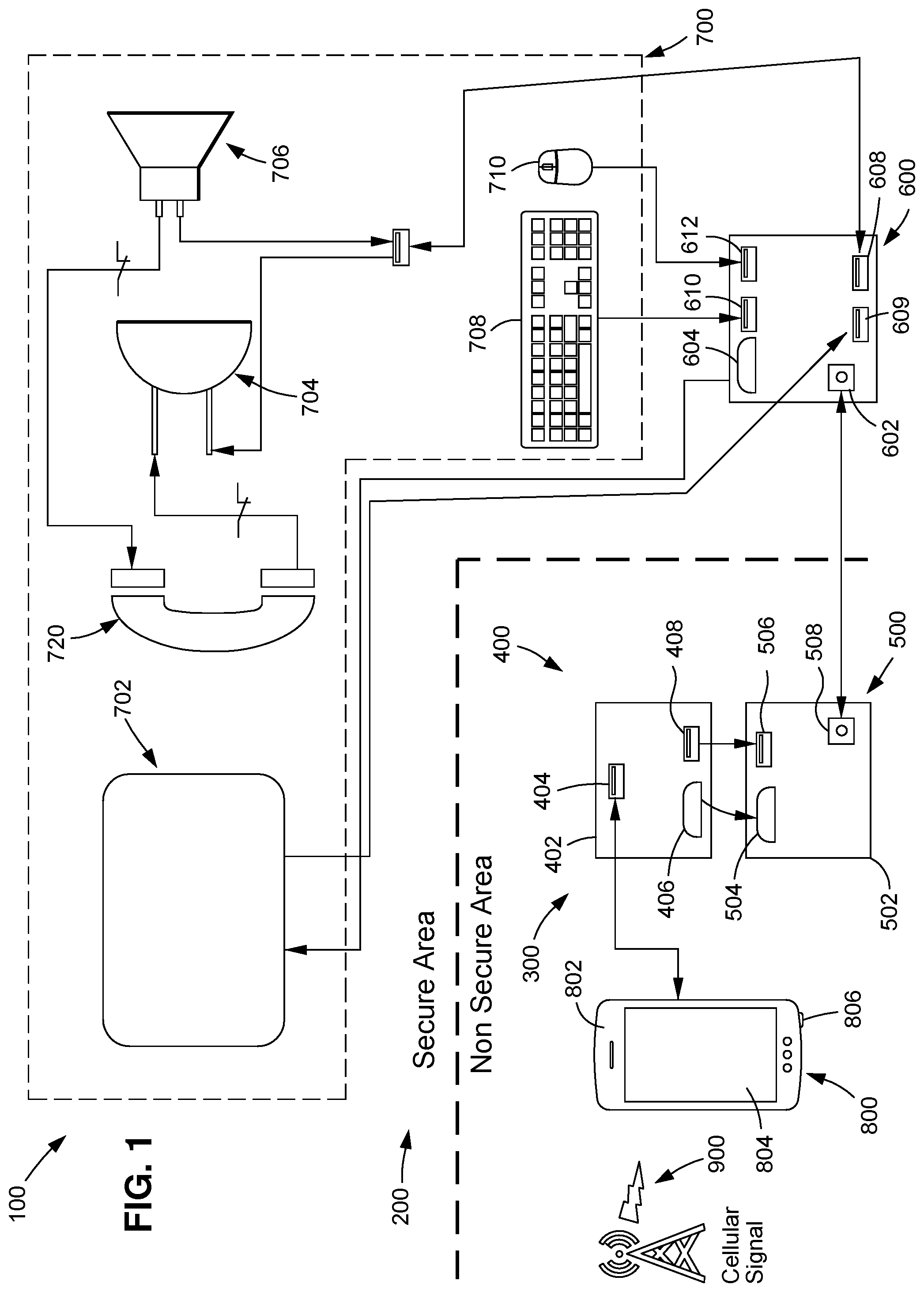 Patent US12323387 — Method and system for communication via a cellular communication device via a secure user interface — Figure 1