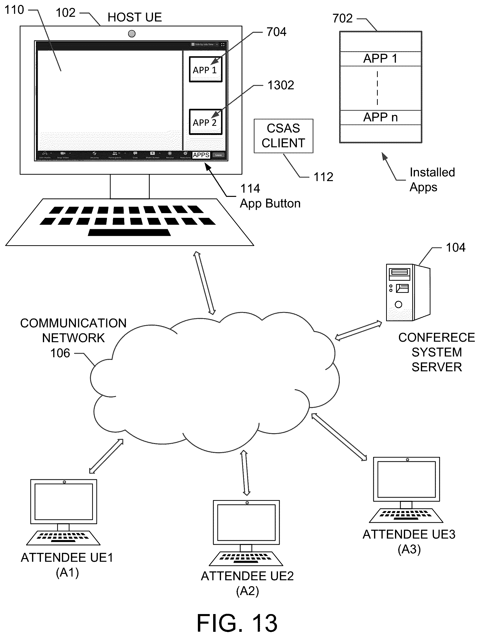 Patent US12323474 Figure 13 – Sharing a screenshot during a network conference