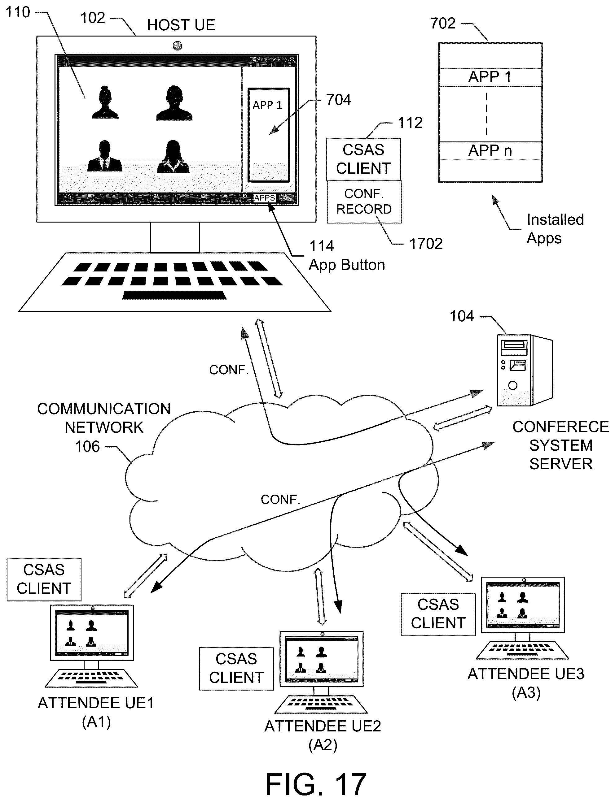 Patent US12323474 Figure 17 – Sharing a screenshot during a network conference