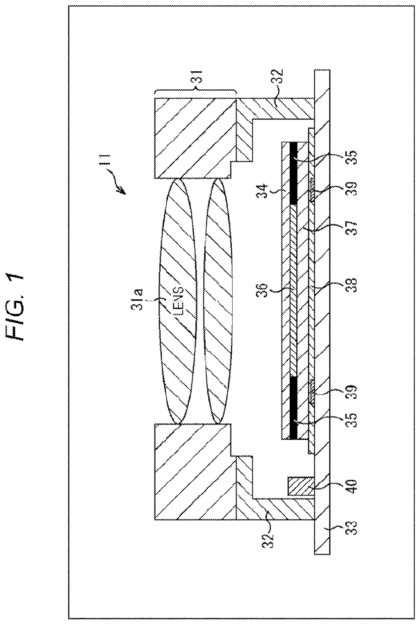 Patent US12323684 — Camera module, method of manufacturing camera module, imaging apparatus, and electronic apparatus — Figure 1