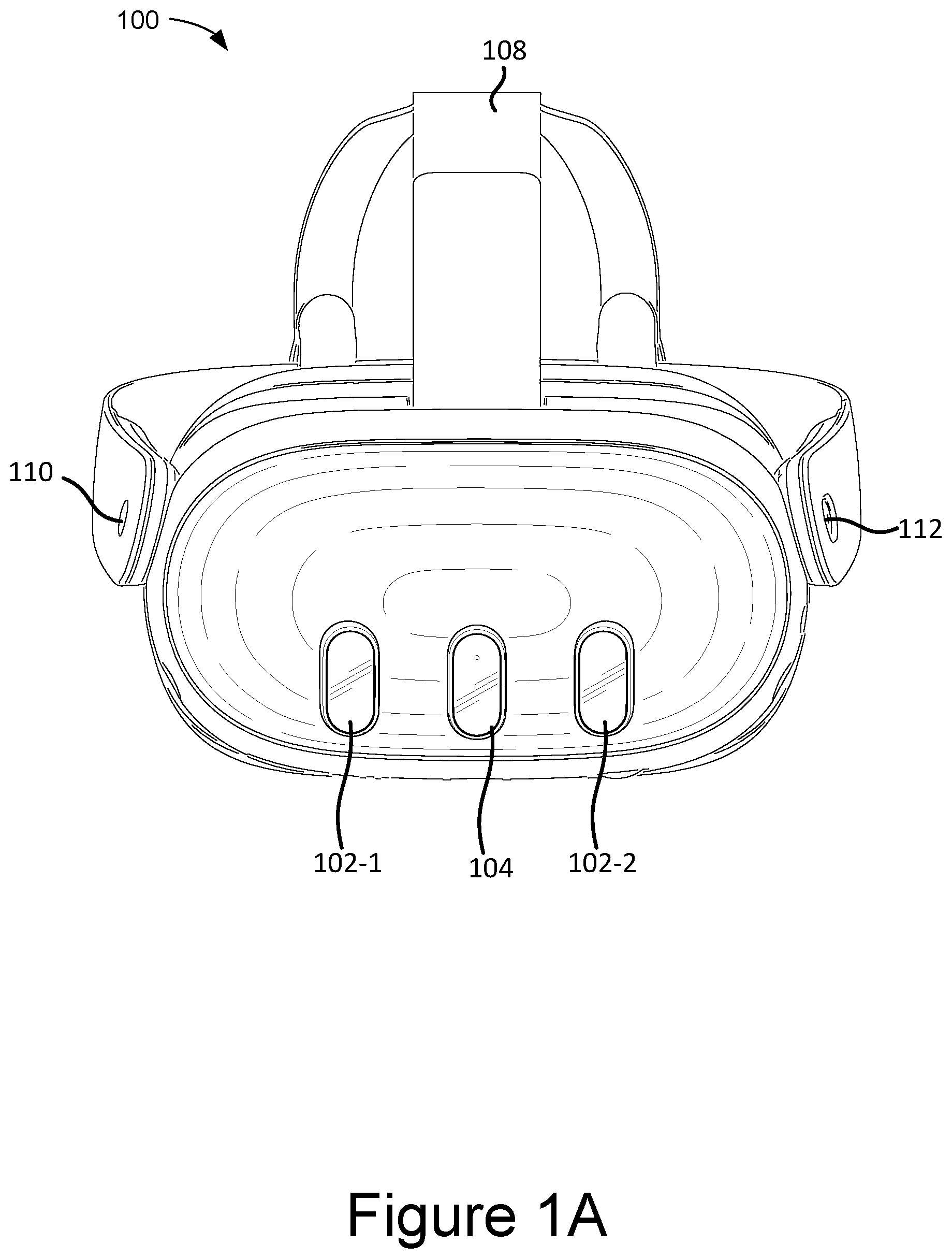 Patent US12323713 — Headsets having improved camera arrangements and depth sensors, and methods of use thereof — Figure 1