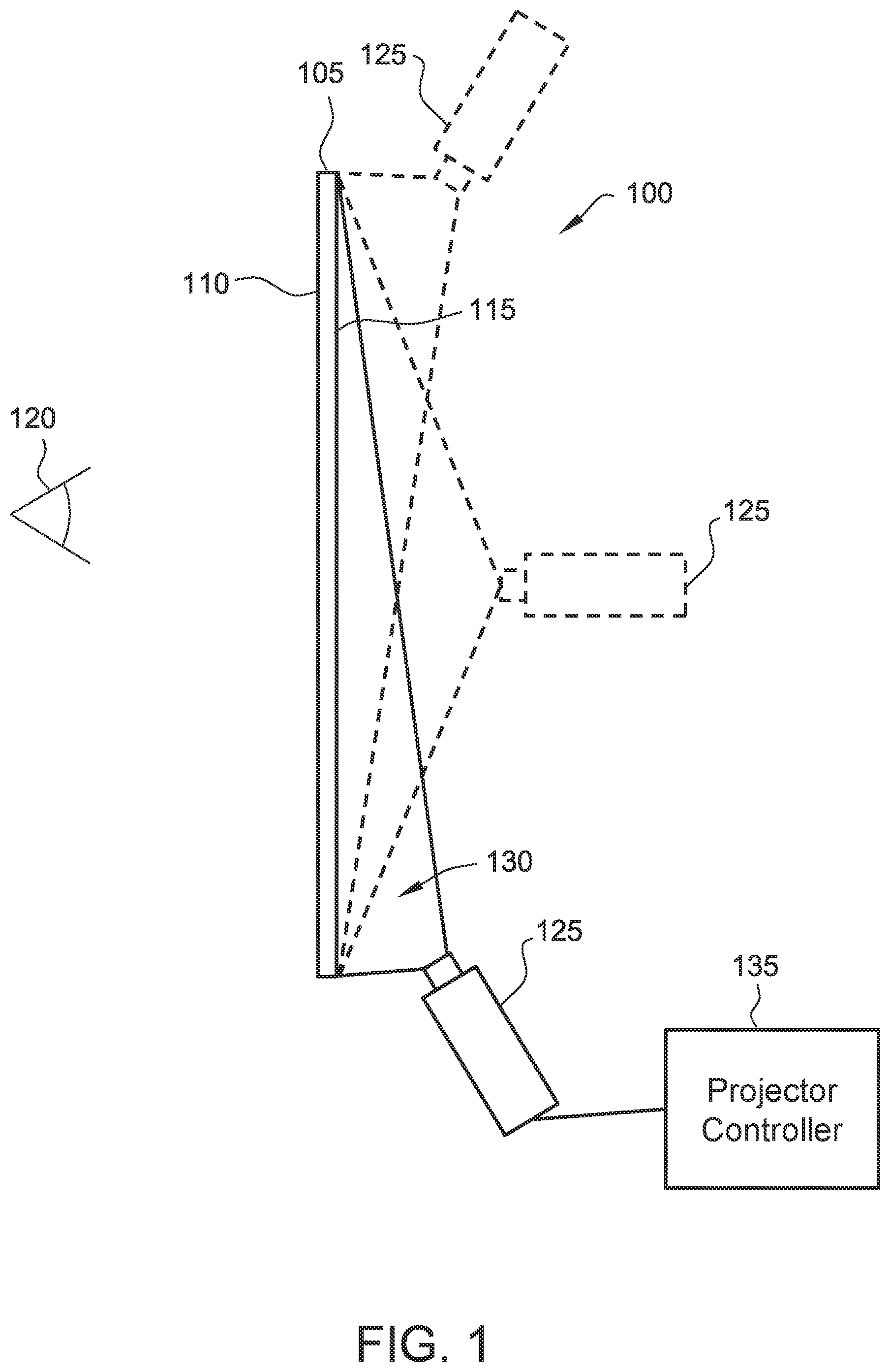 Patent US12323746 — Projection system for translucent displays and methods of operating thereof — Figure 1