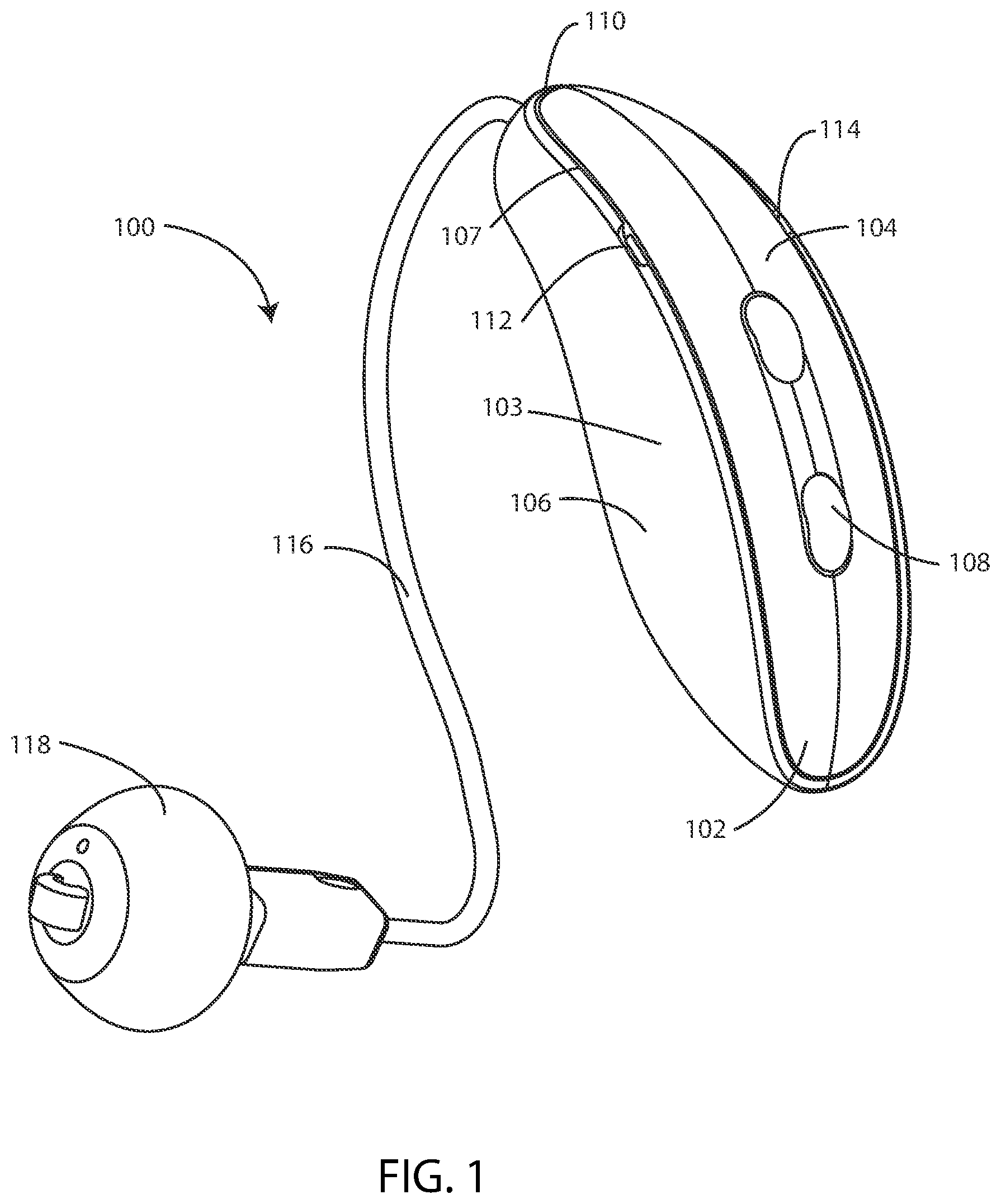 Patent US12323772 — Ear-wearable device with foreign material trap — Figure 1