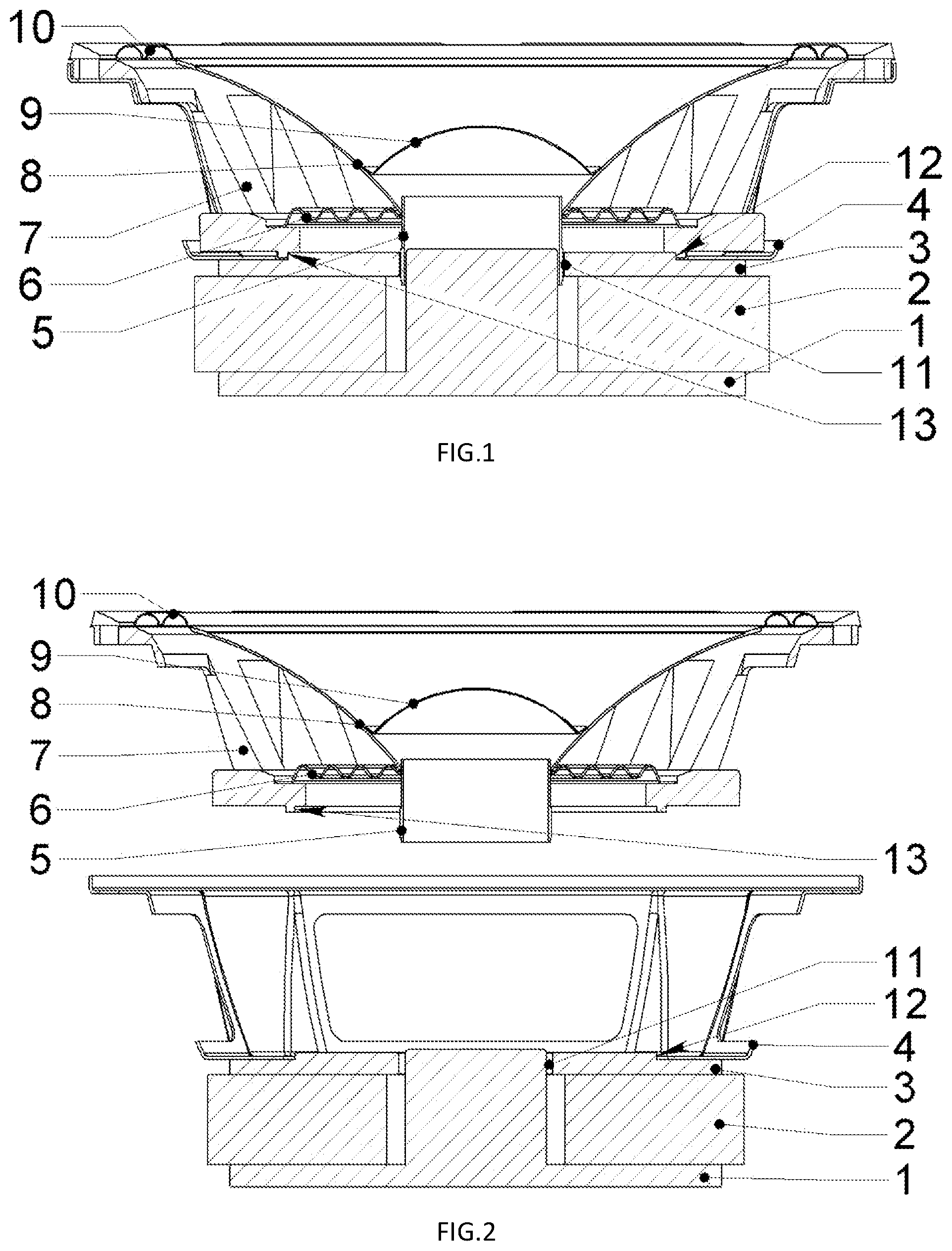 Patent US12323782 — Electrodynamic loudspeaker with easily detachable moving part module — Figure 1