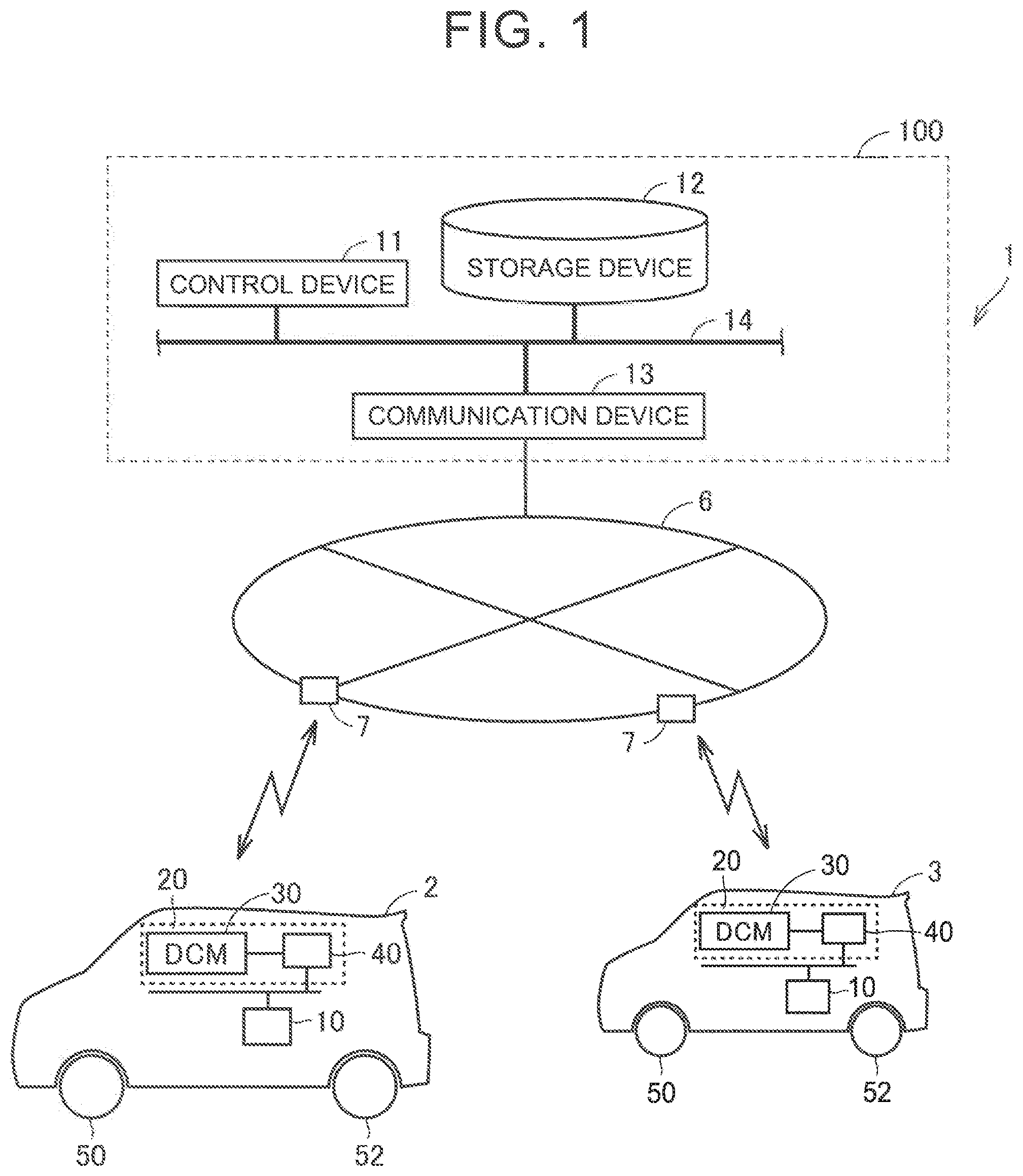 Patent US12323847 — Communication system, vehicle, server, method for controlling vehicle, and non-transitory storage medium — Figure 1