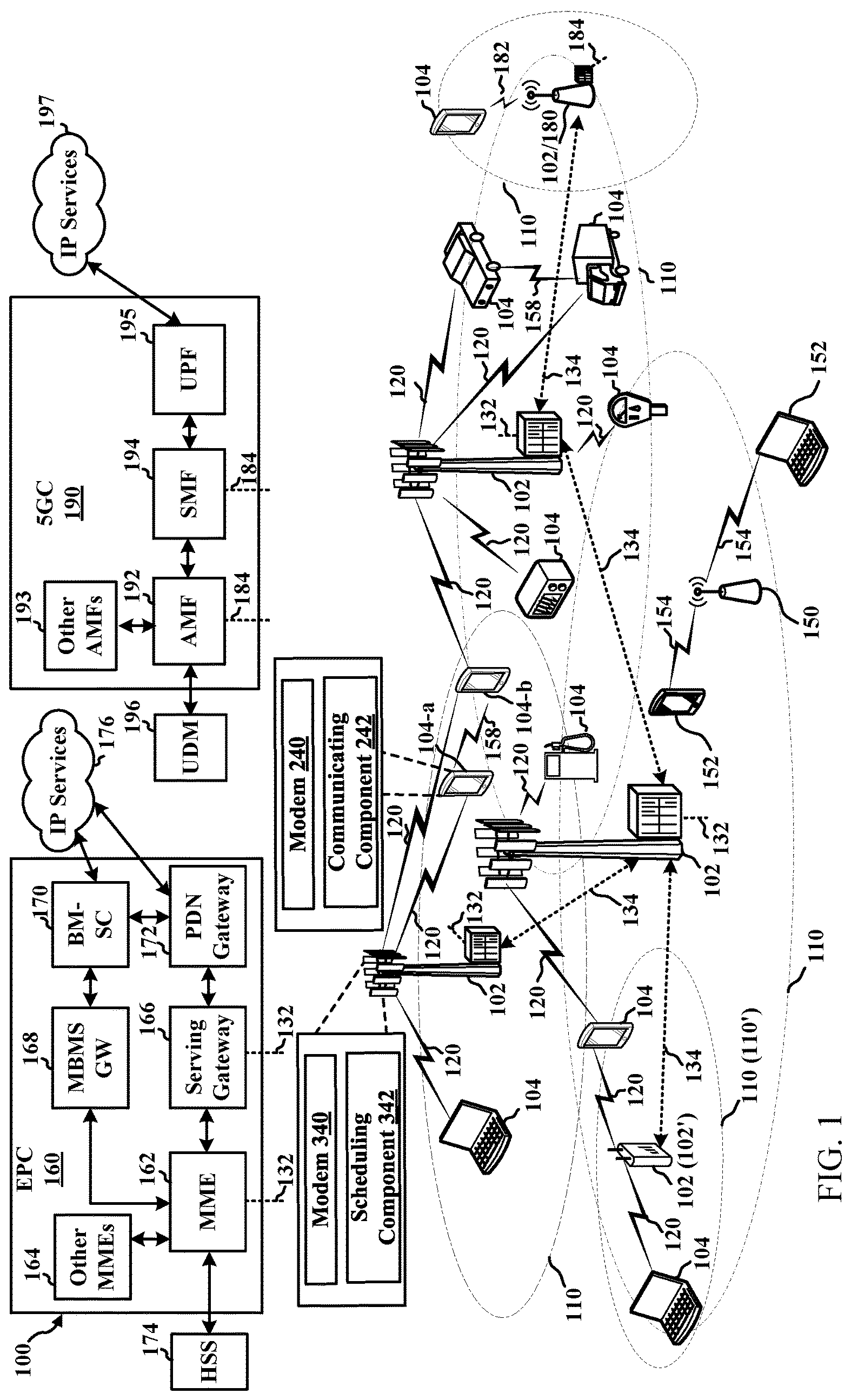 Patent US12323957 — Techniques for data rate sharing for uplink and sidelink wireless communications — Figure 1