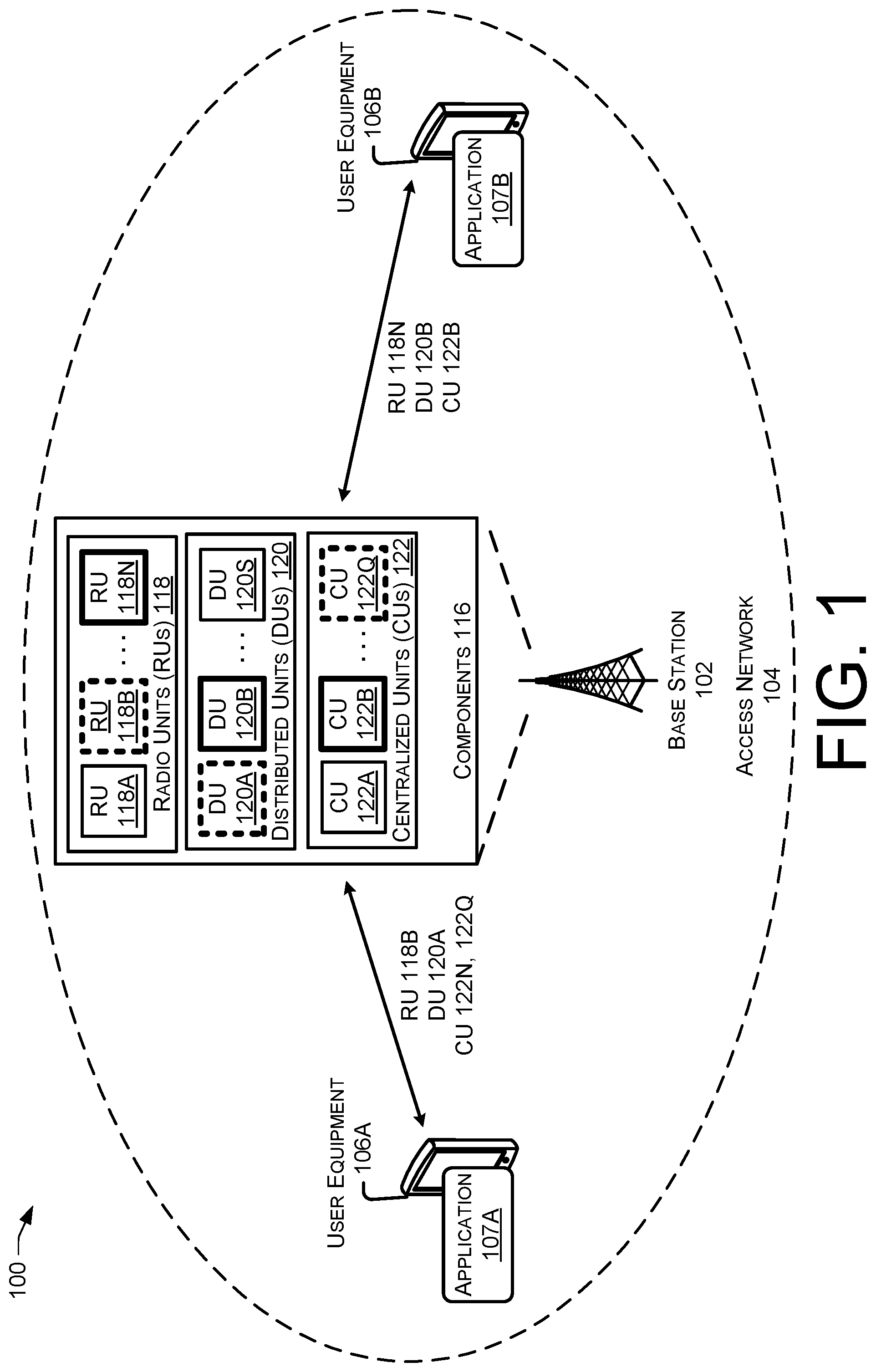 Patent US12324008 — Selection of open radio access network (RAN) components — Figure 1