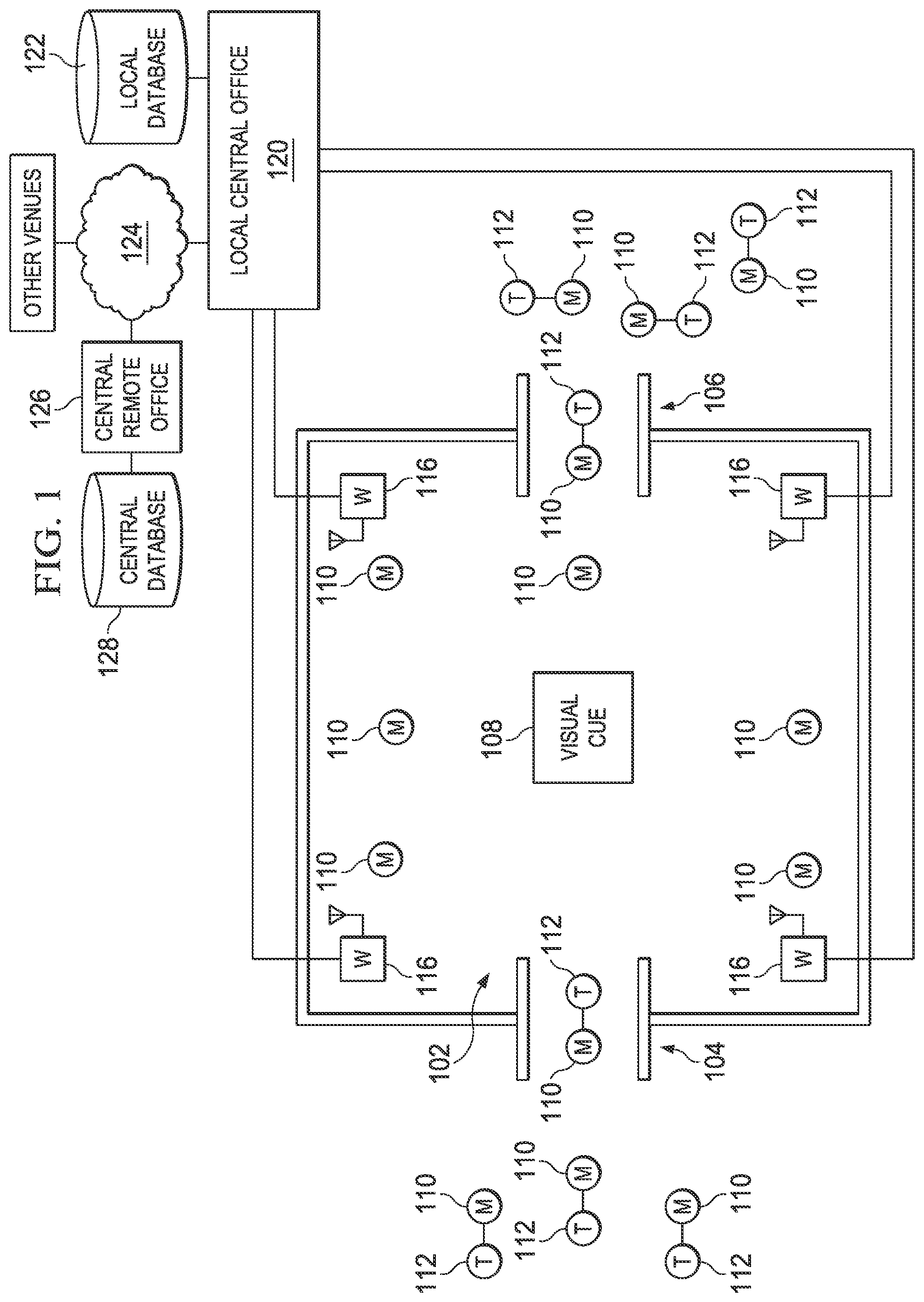 Patent US12324060 — System and method for using a mobile device as an input device for surveys at a live event — Figure 1