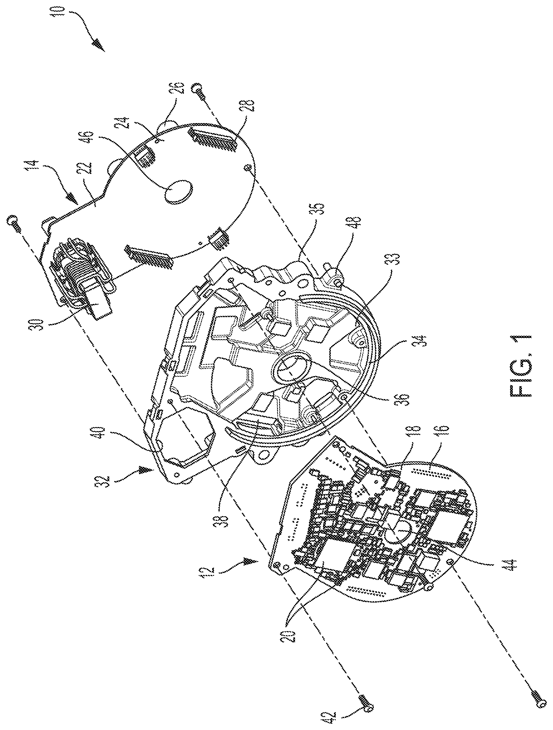 Patent US12324093 — Single circuit board assembly with logic and power components — Figure 1