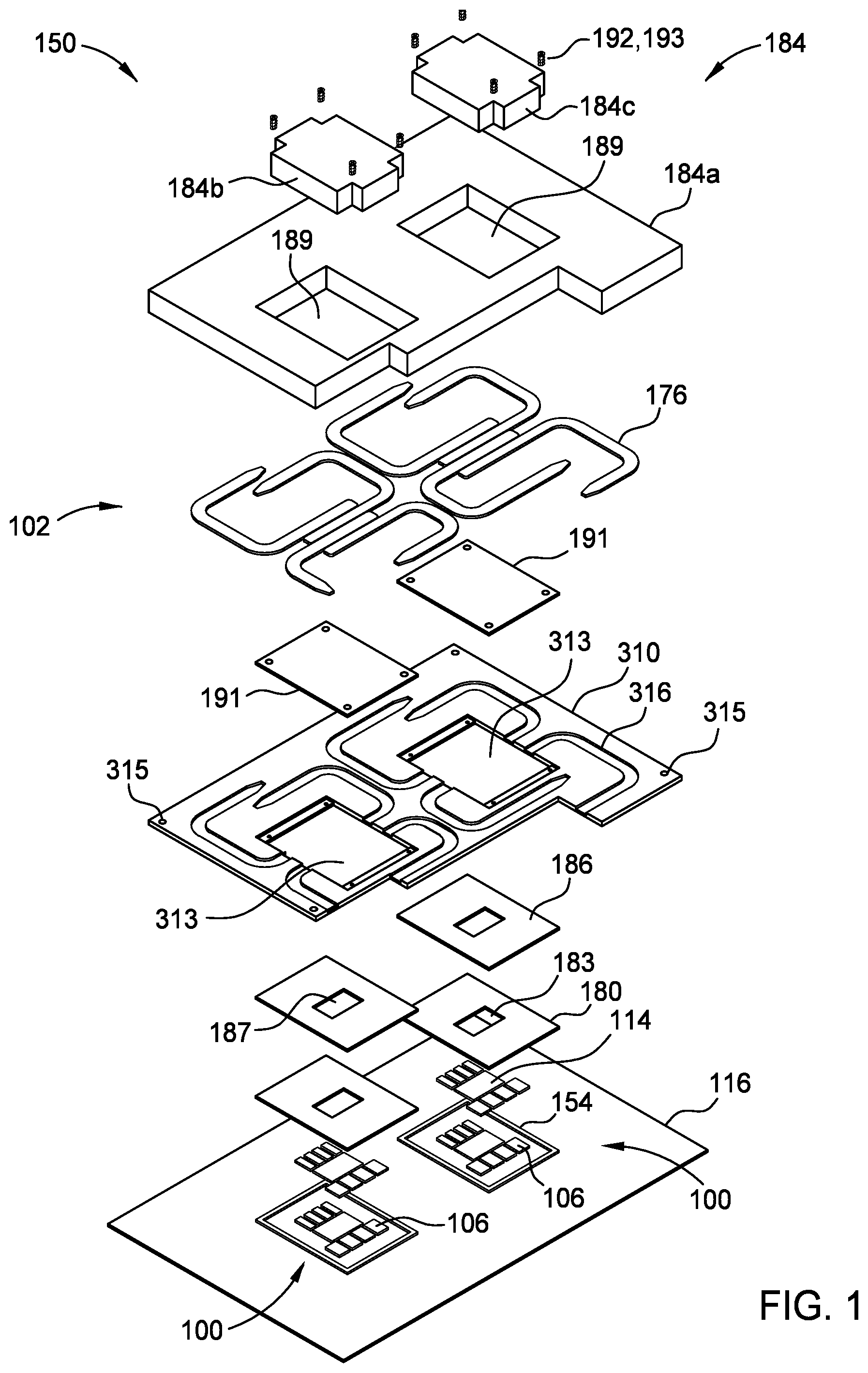 Patent US12324101 — Frame for coupling of a thermal management device to a printed circuit board — Figure 1
