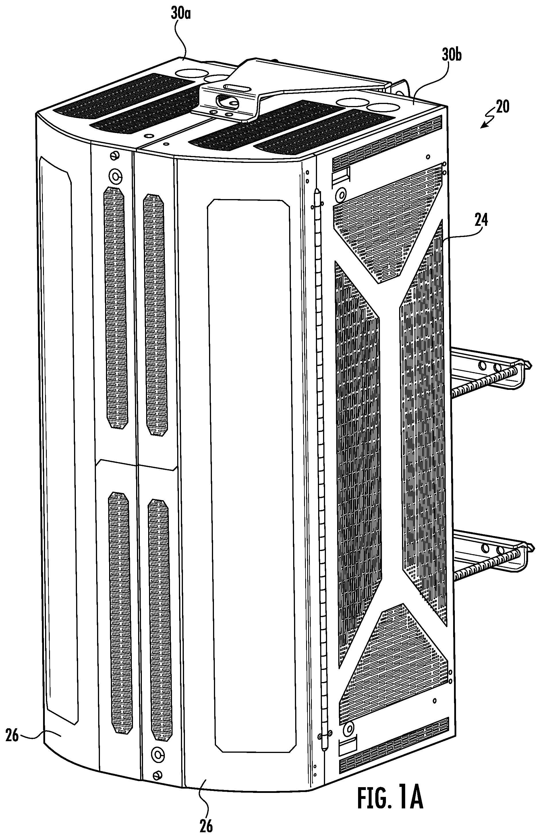 Patent US12324121 Figure 1 – Outdoor electronics enclosure with modular structure
