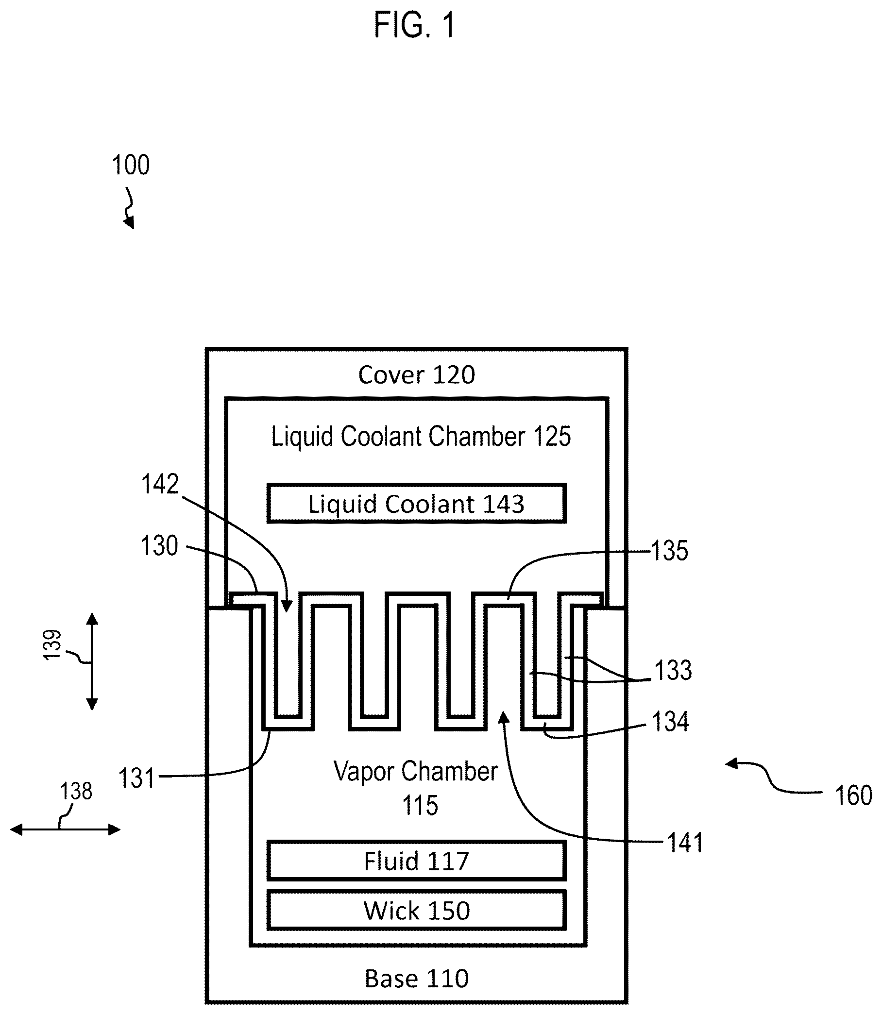 Patent US12324127 — Folded-fin vapor chamber cold plate — Figure 1