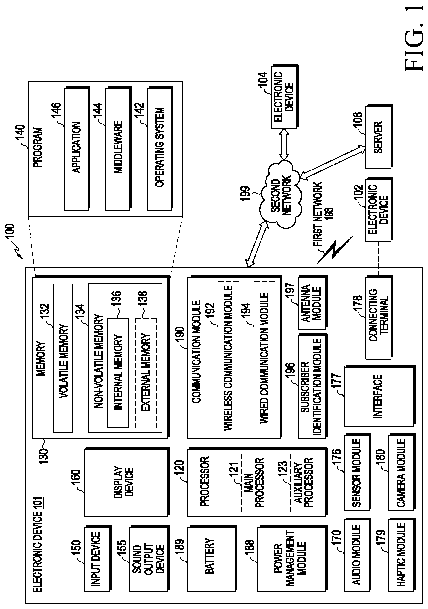 Patent US12324136 — Electronic device including contact structure of camera module — Figure 1