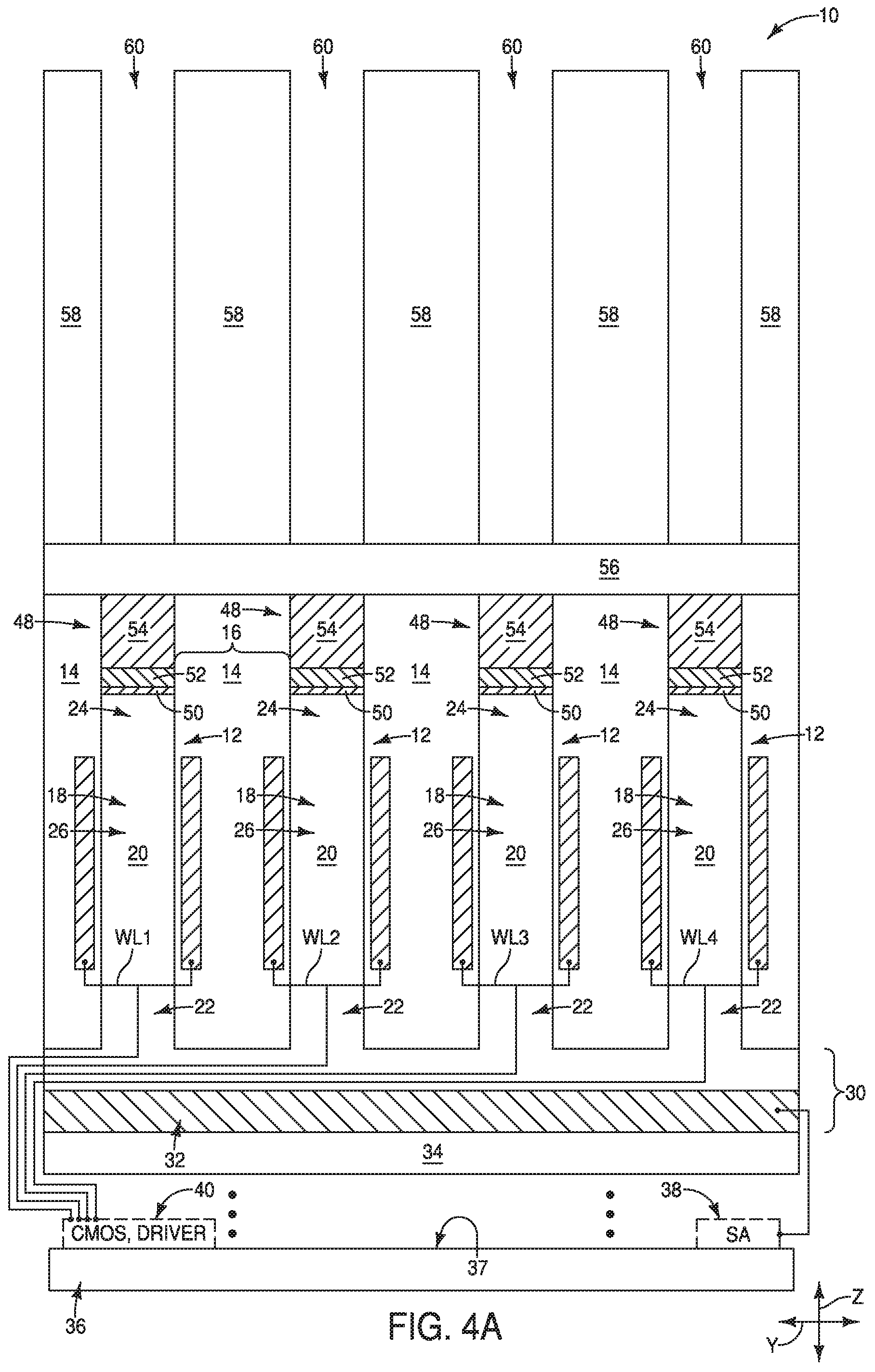 Patent US12324143 Figure 5 – Methods of utilizing etch-stop material during fabrication of capacitors, integrated assemblies comprising capacitors