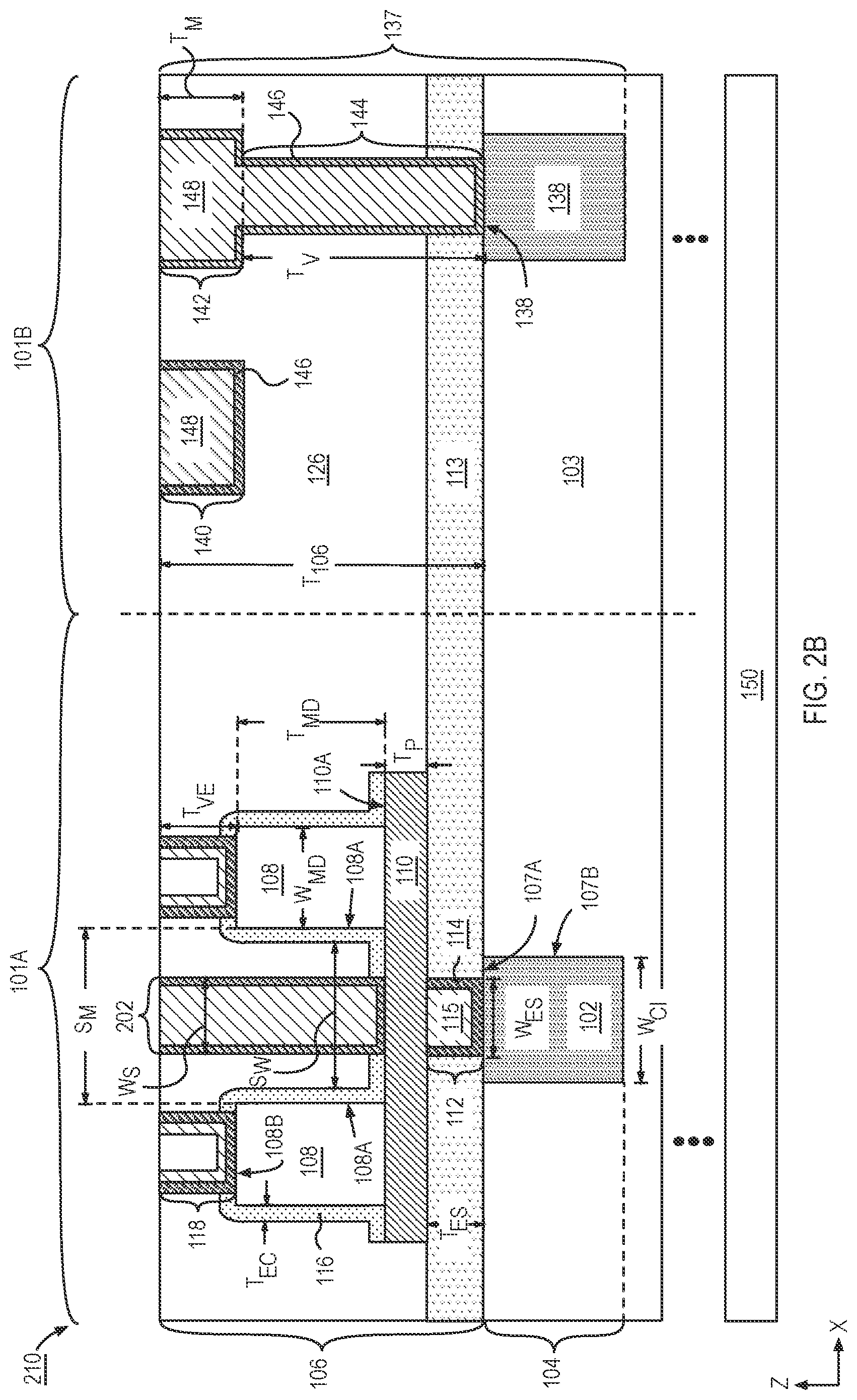 Patent US12324163 Figure 5 – Planar capacitors with shared electrode and methods of fabrication