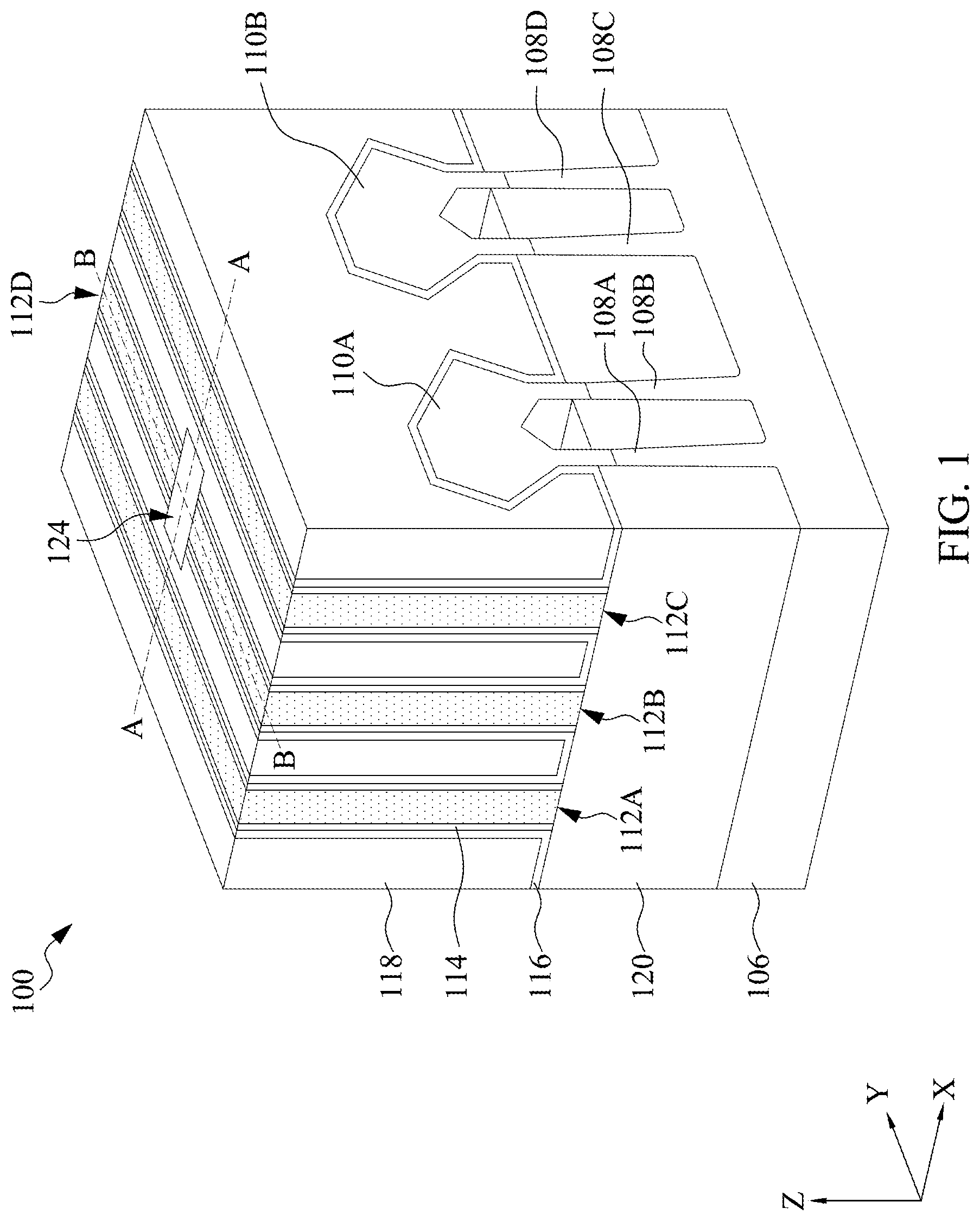 Patent US12324199 — Fill structures with air gaps — Figure 1