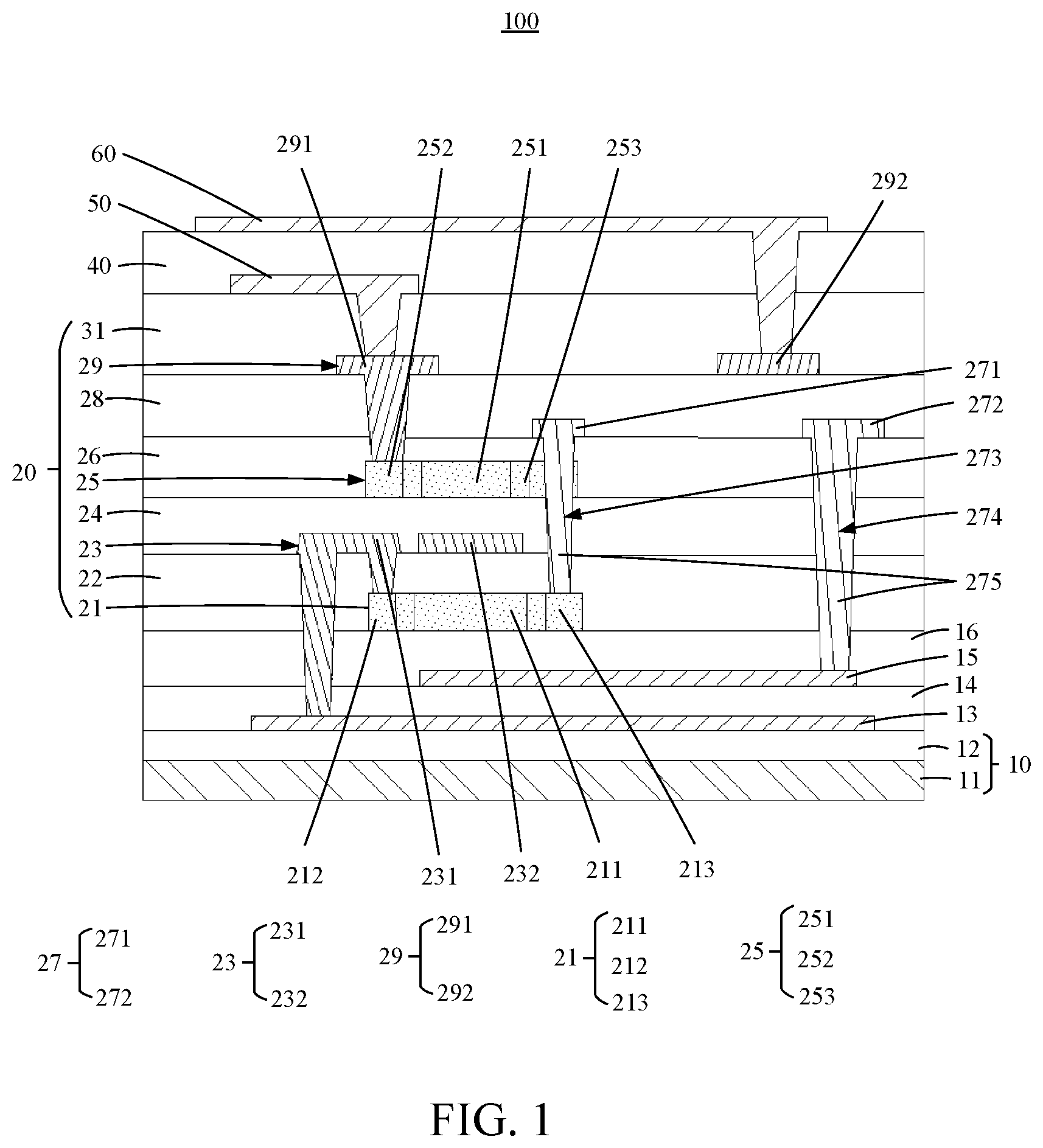 Patent US12324242 — Array substrate, display panel, and display terminal — Figure 1