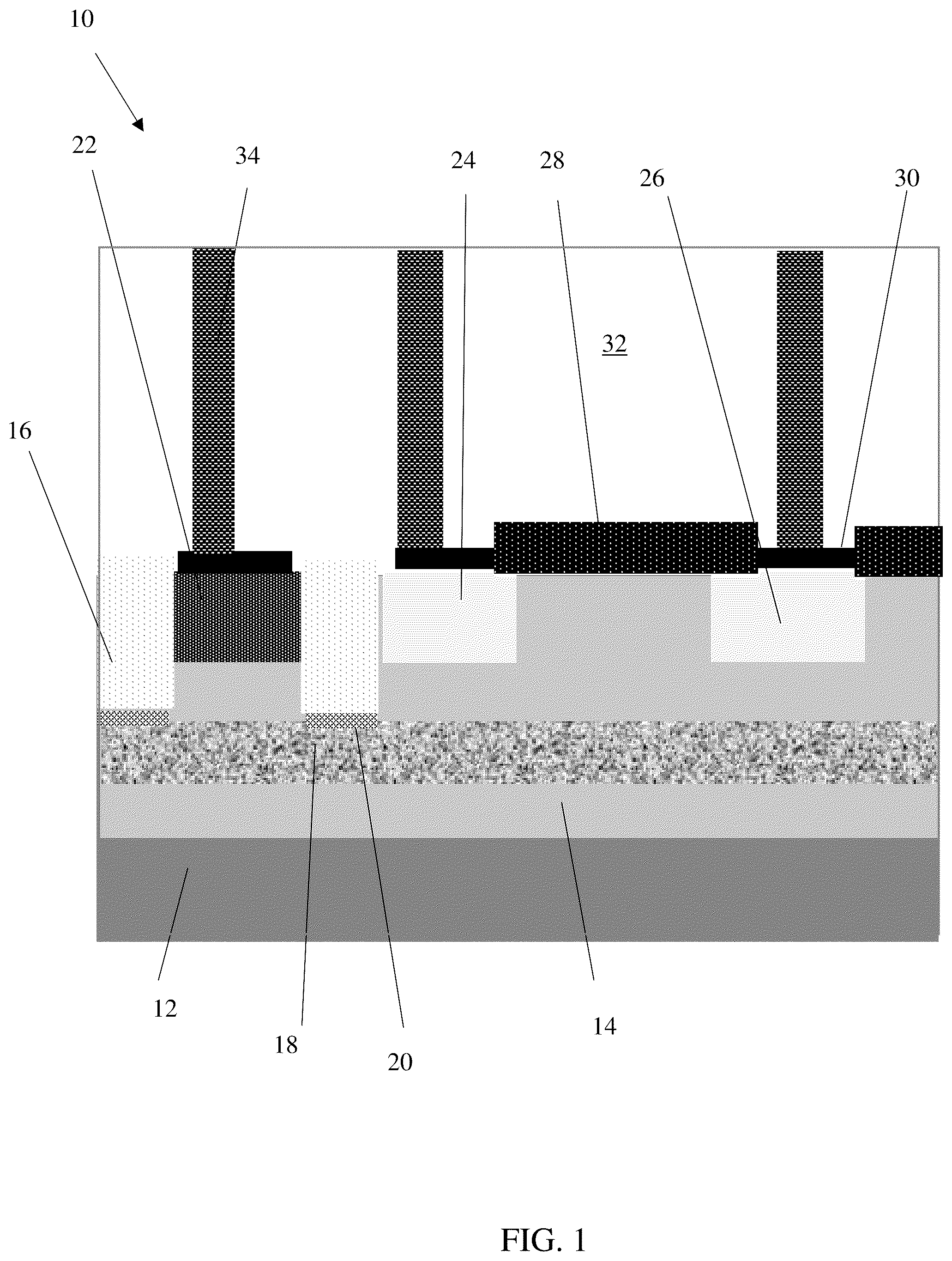 Patent US12324248 — Electrostatic discharge device with pinch resistor — Figure 1