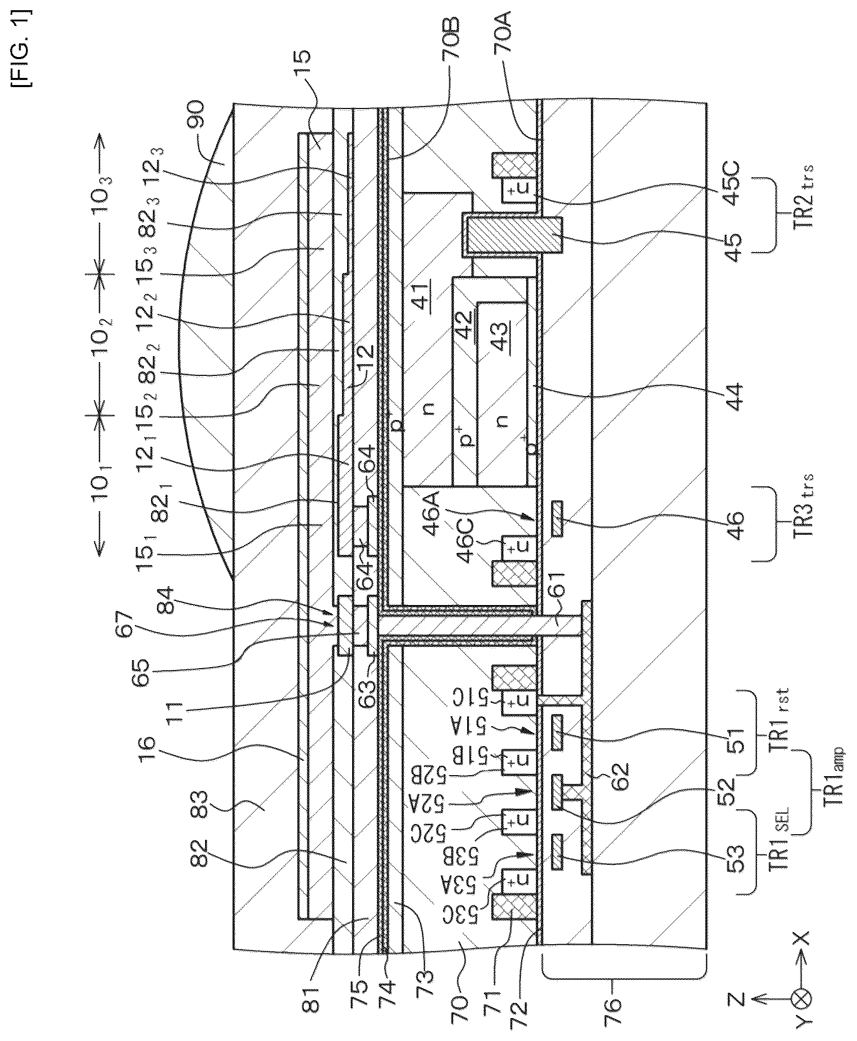 Patent US12324262 — Imaging element, stacked-type imaging element and solid-state imaging apparatus — Figure 1