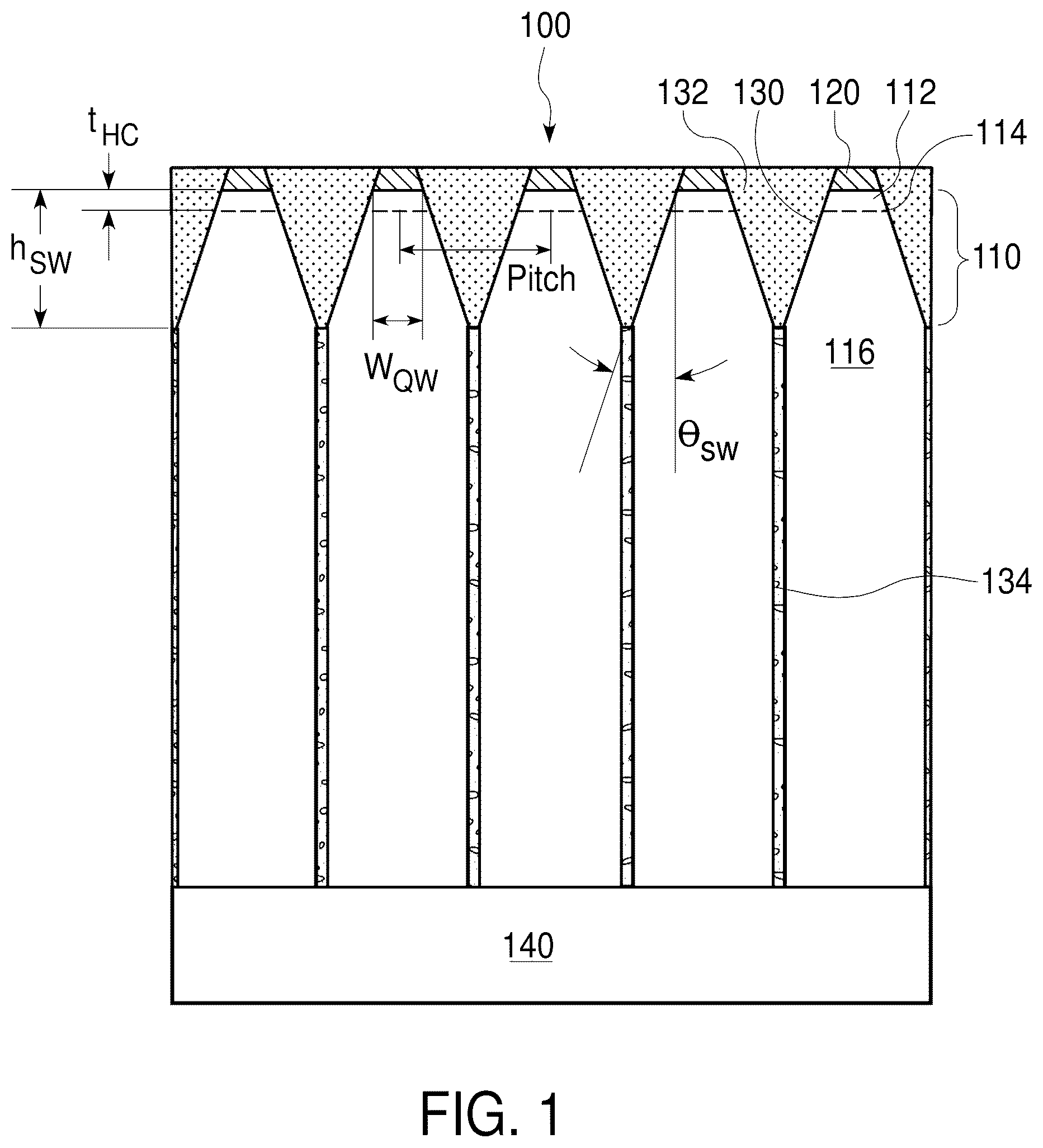 Patent US12324285 — Ultra-dense array of LEDs with ruthenium mirrors — Figure 1