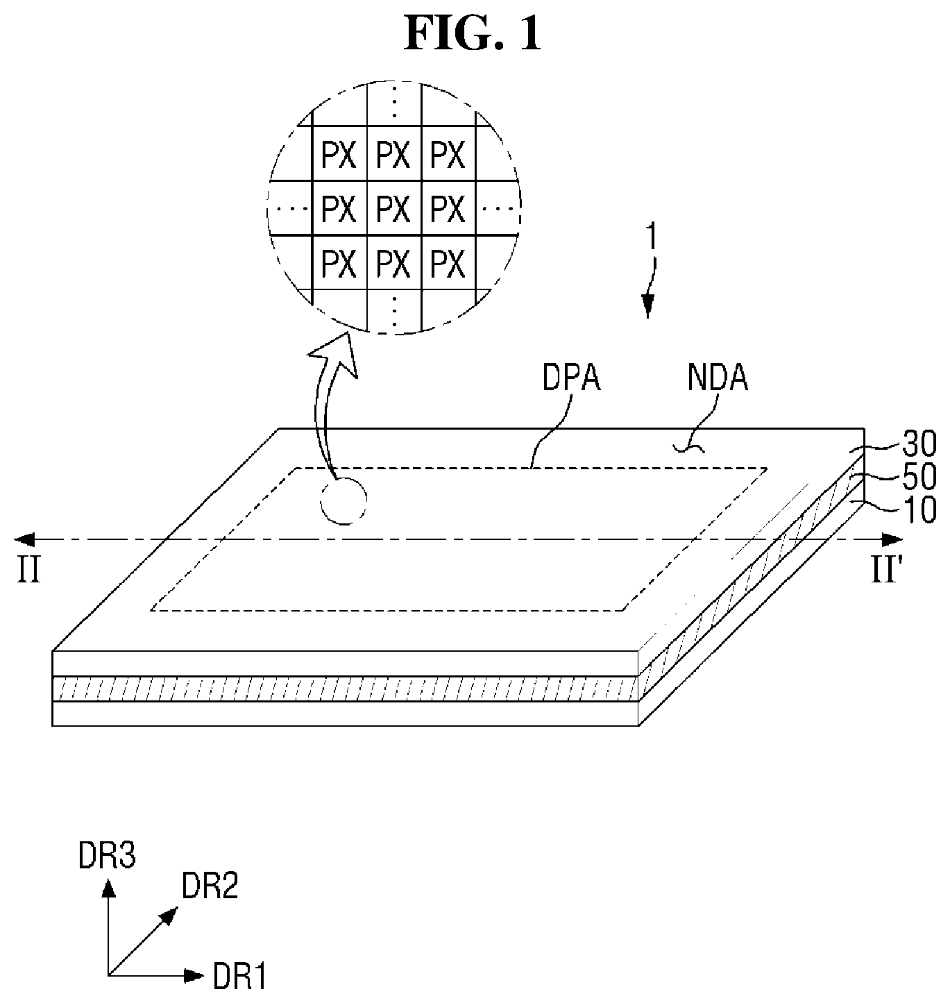 Patent US12324314 — Display device and method of fabricating the same — Figure 1